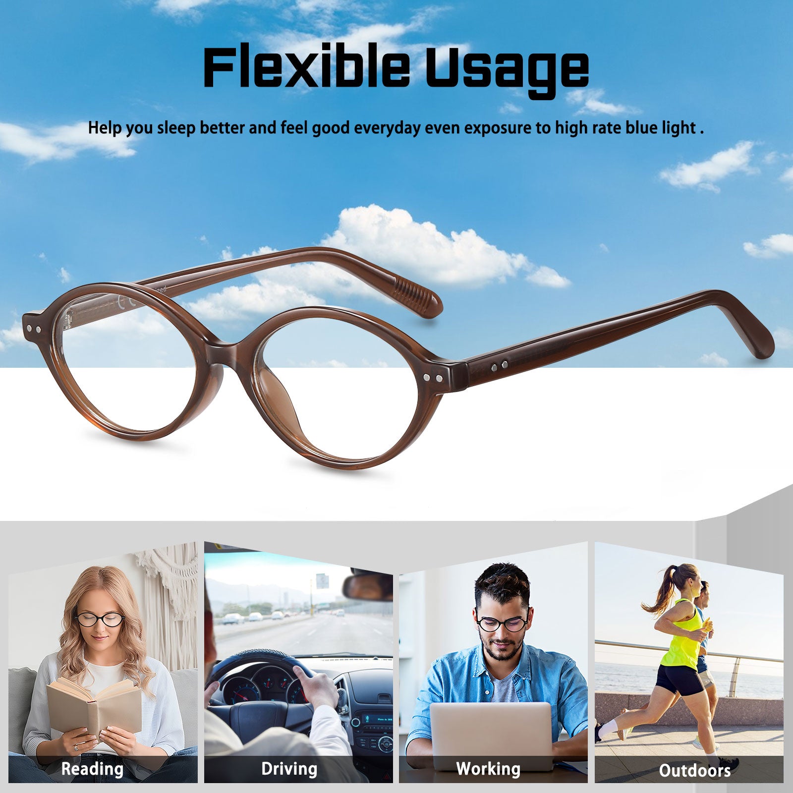 HAOLOTA Round Blue Light Blocking Glasses Women BG6101
