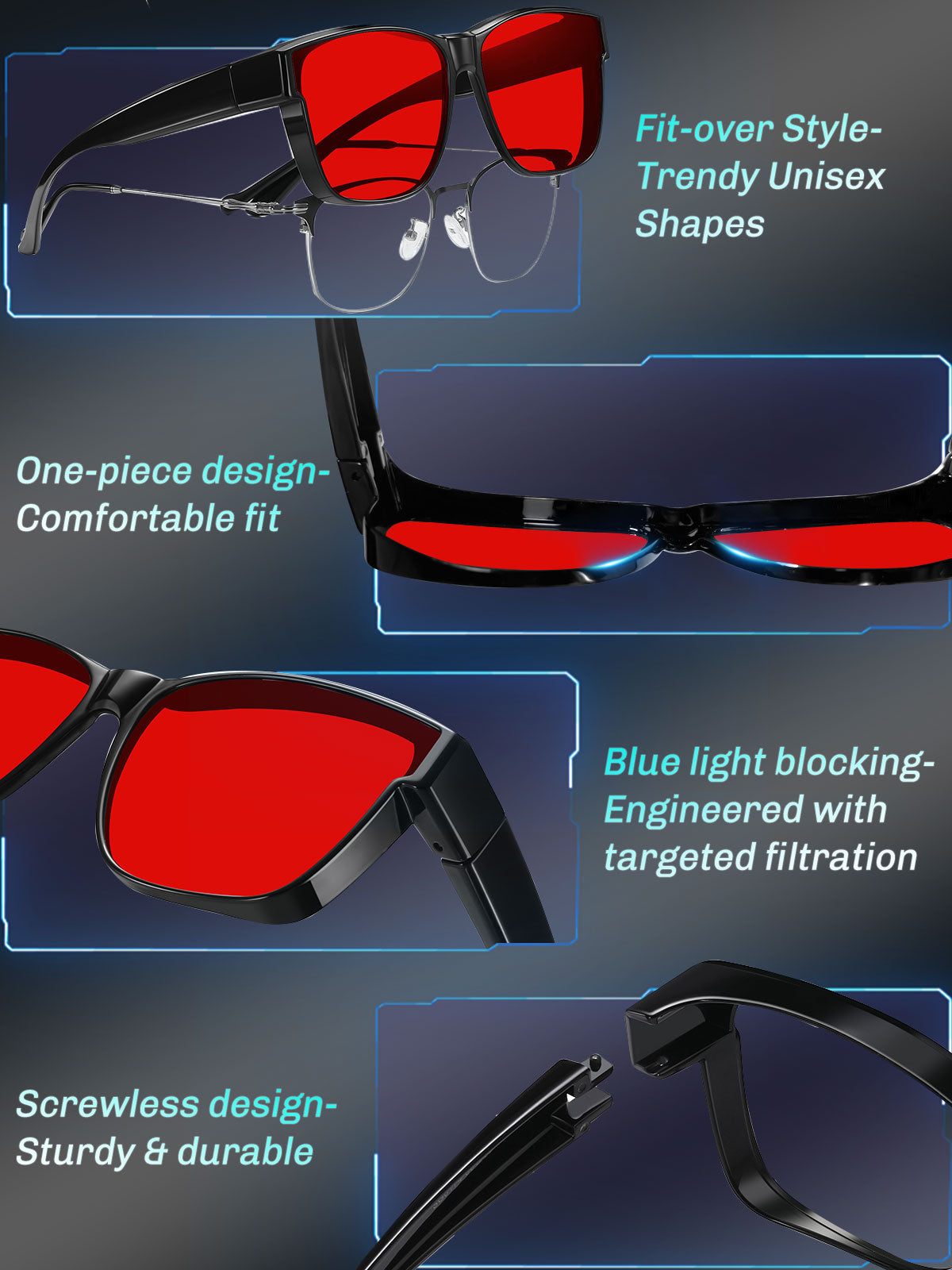 HAOLOTA Blue Light Blocking Sleep Glasses Fitovers SPG0174