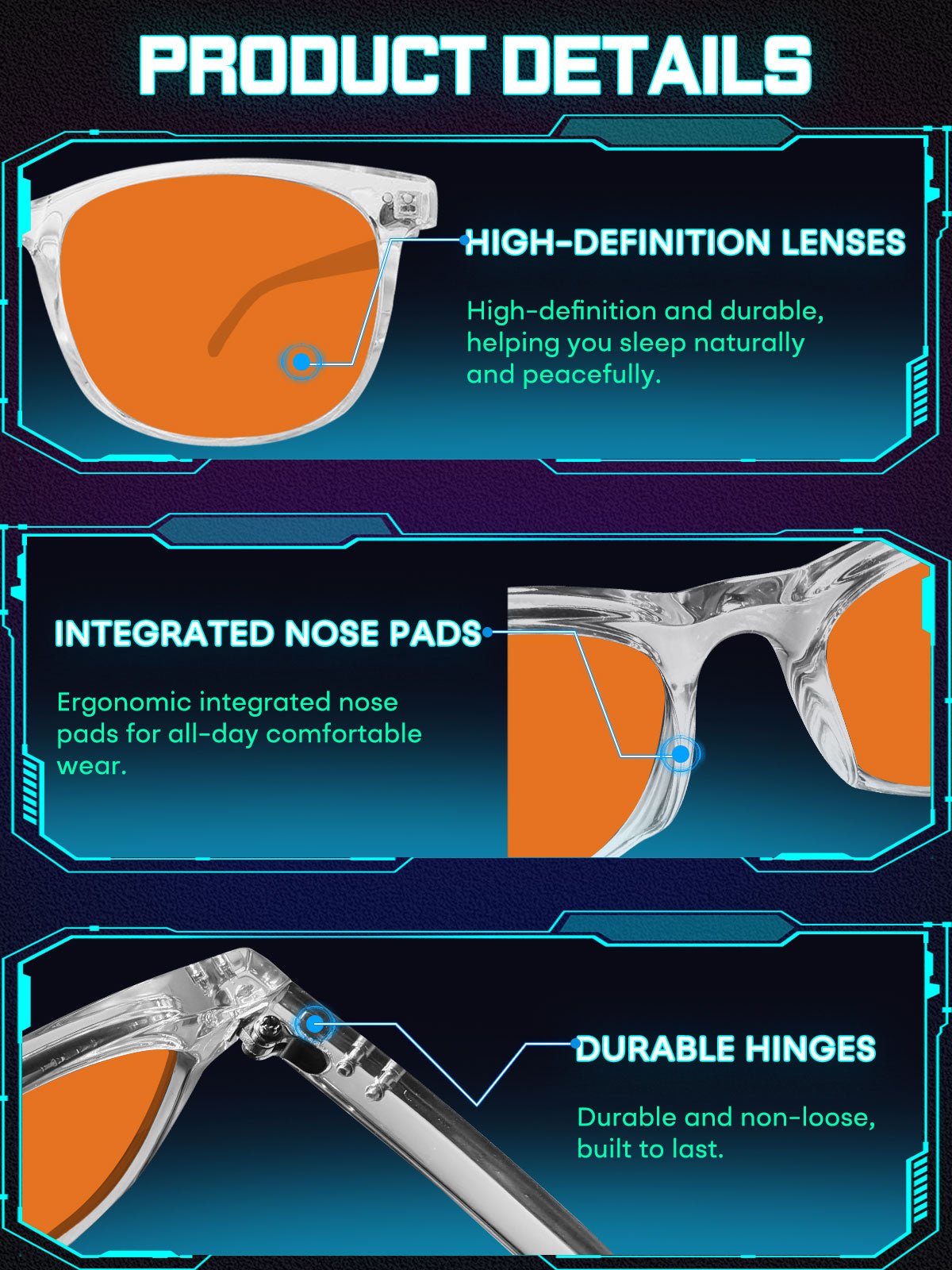 HAOLOTA Blue Green Light Blocking Sleep Glasses SPG8081