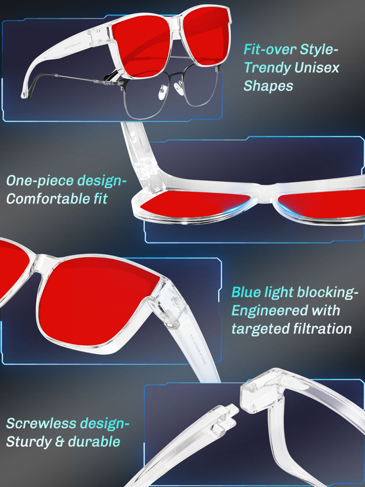 HAOLOTA Blue Light Blocking Sleep Glasses Fitovers SPG0174