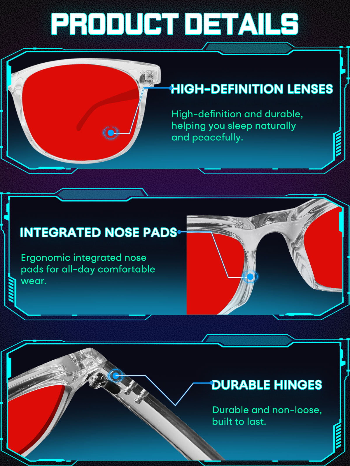 HAOLOTA Blue Green Light Blocking Sleep Glasses SPG8081