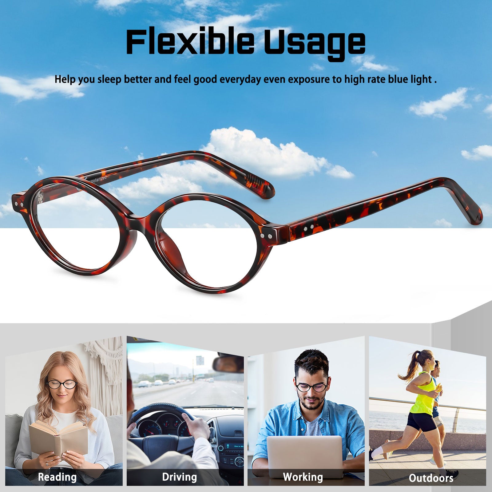 HAOLOTA Round Blue Light Blocking Glasses Women BG6101
