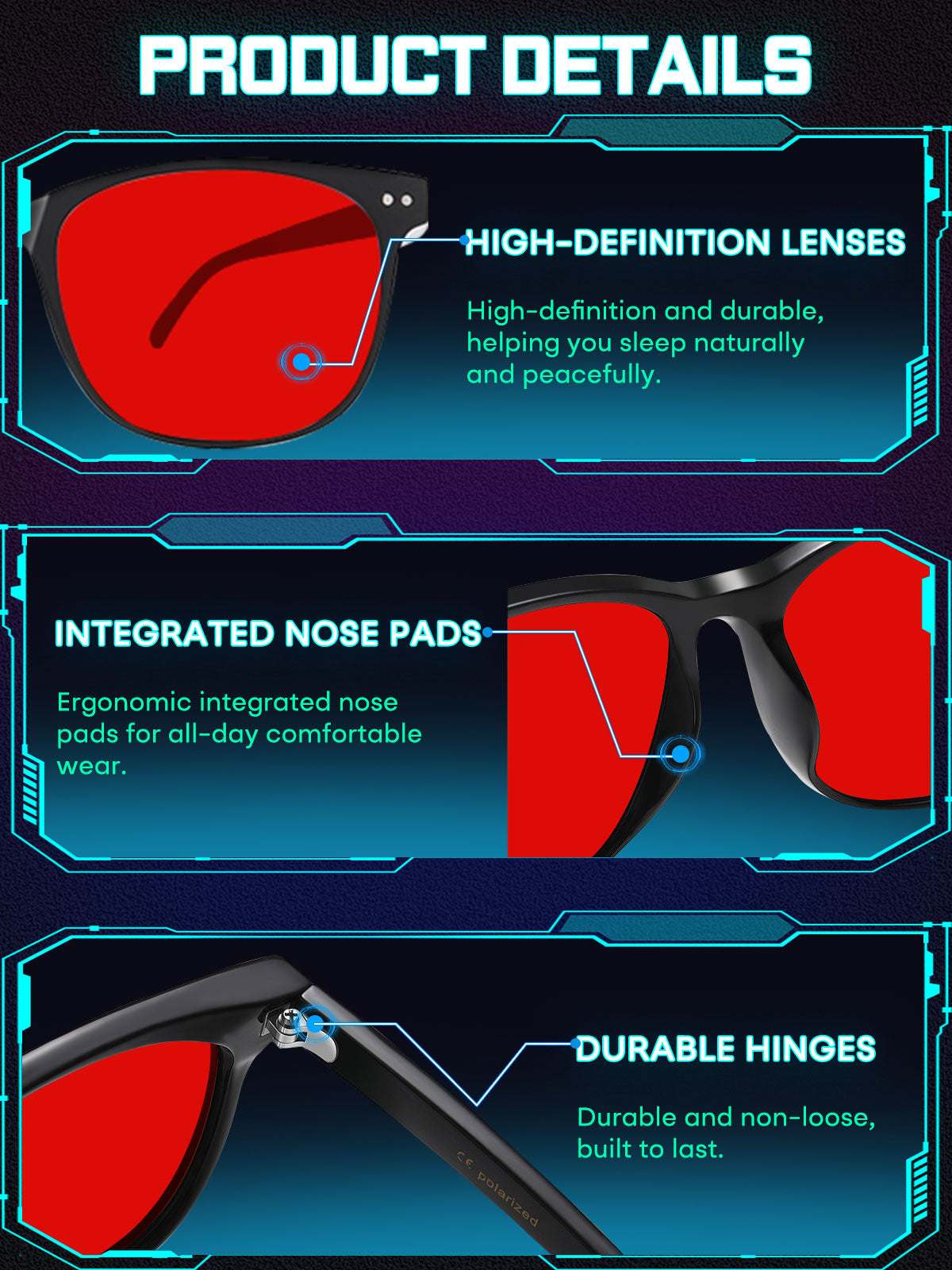 HAOLOTA Blue Green Light Blocking Sleep Glasses SPG8081