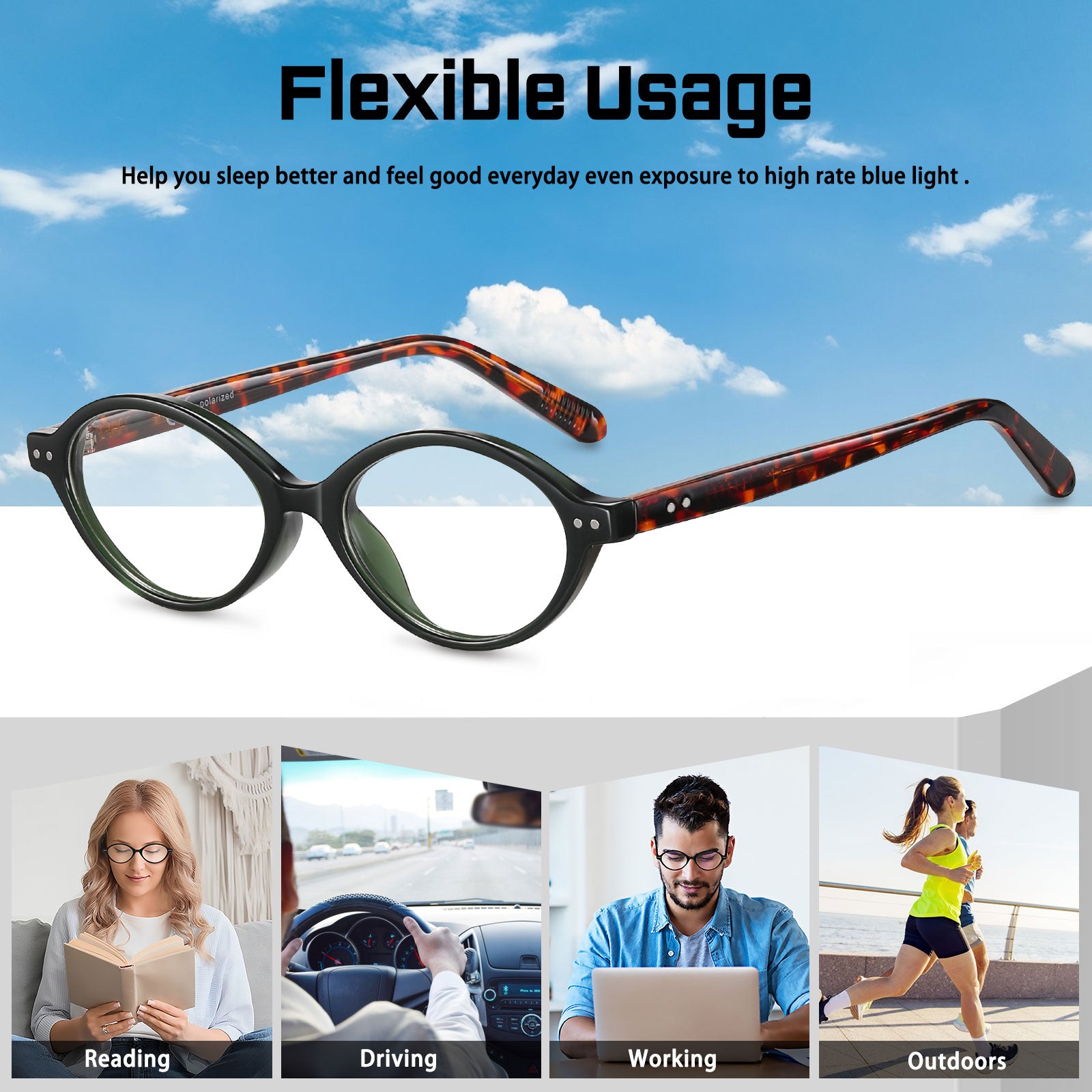 HAOLOTA Round Blue Light Blocking Glasses Women BG6101