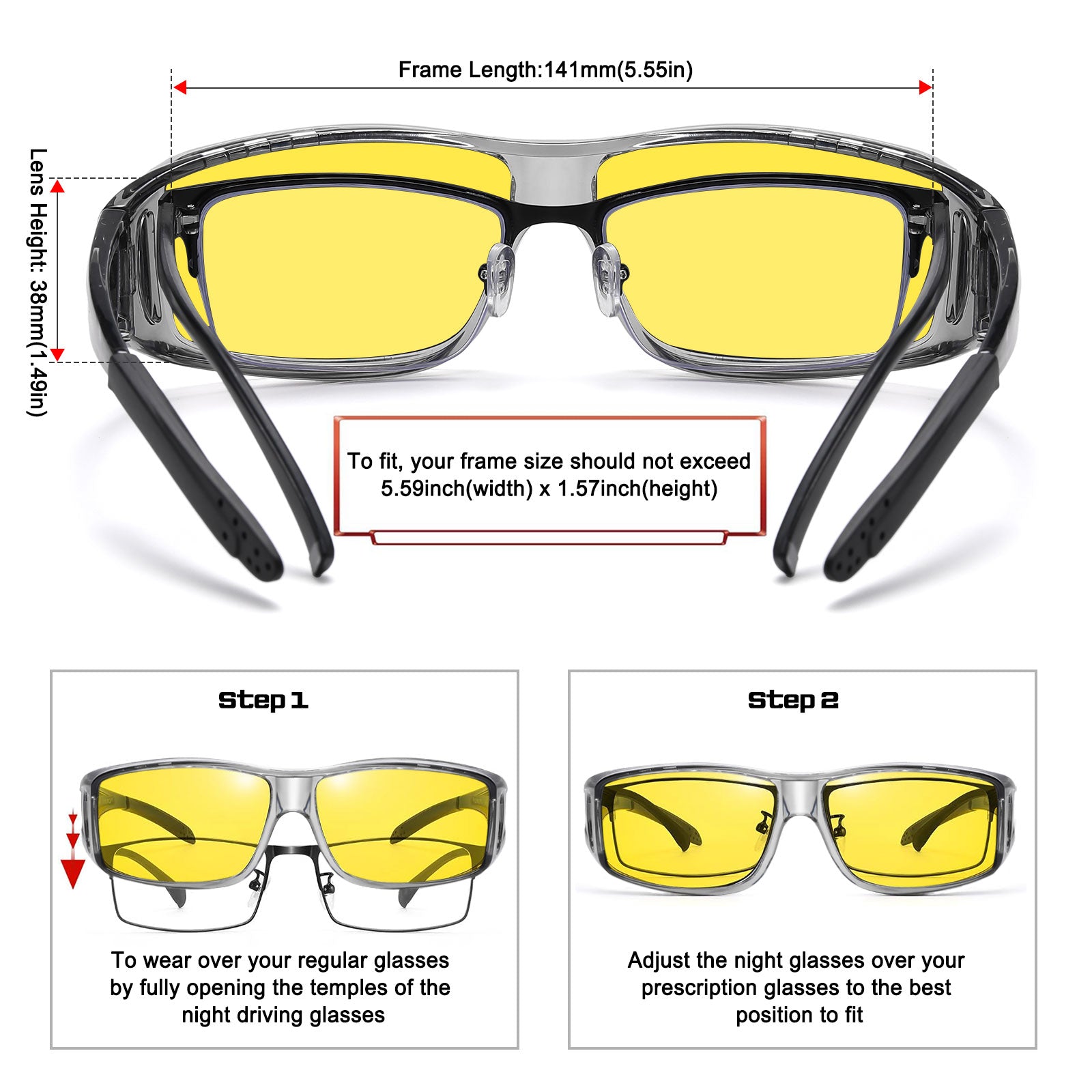 HAOLOTA Night Driving Over Glasses Men Women NV0311