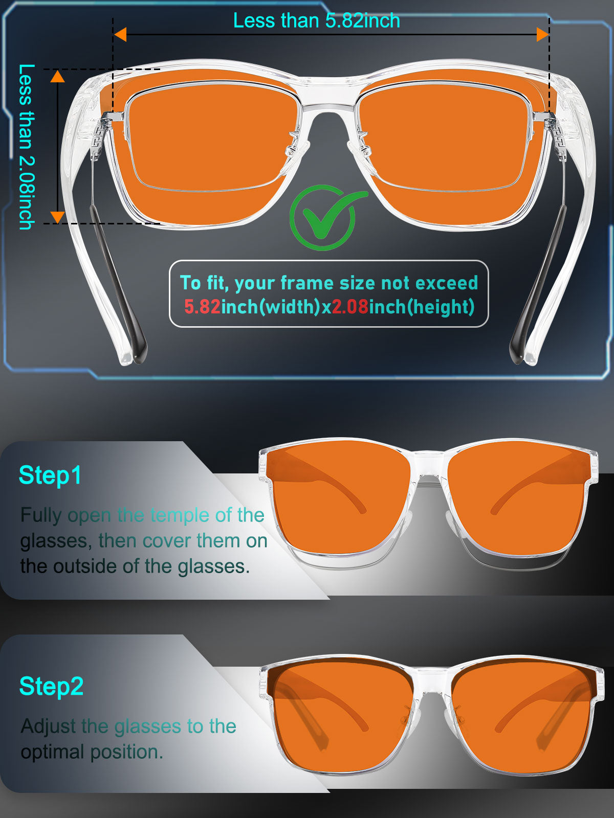 HAOLOTA Blue Light Blocking Sleep Glasses Fitovers SPG0174