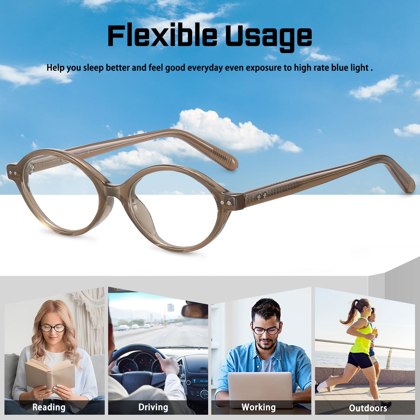 HAOLOTA Round Blue Light Blocking Glasses Women BG6101