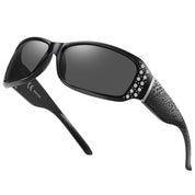 HAOLOTA EYEWEAR Women's Polarized Rhinestone Sunglasses - Elegant Rectangle Frame with Bling UV400 Protection SG0010