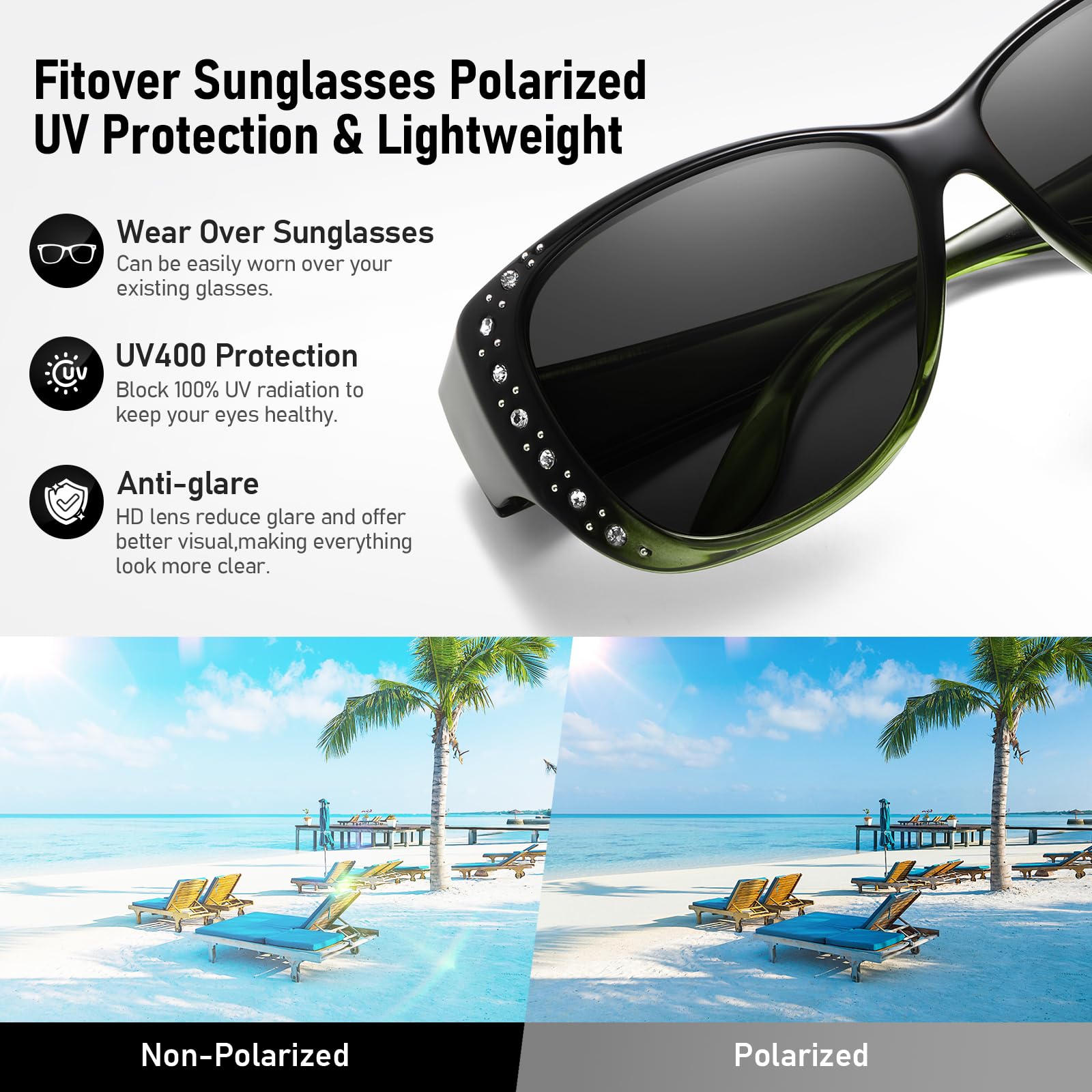 HAOLOTA Rhinestone Fit Over Sunglasses Women SG0107