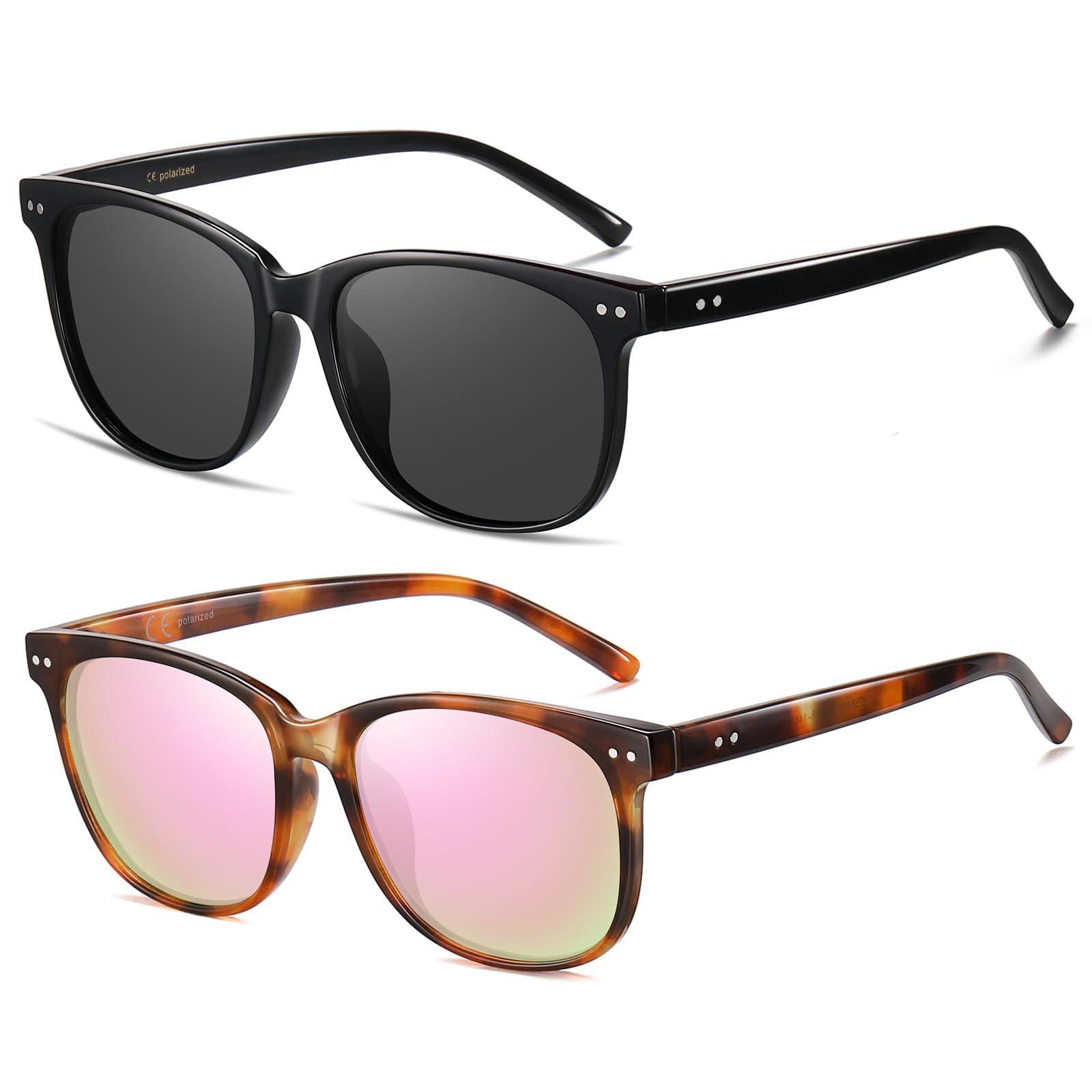 HAOLOTA 2pcs Classic Round Sunglasses Women SG8081-2P
