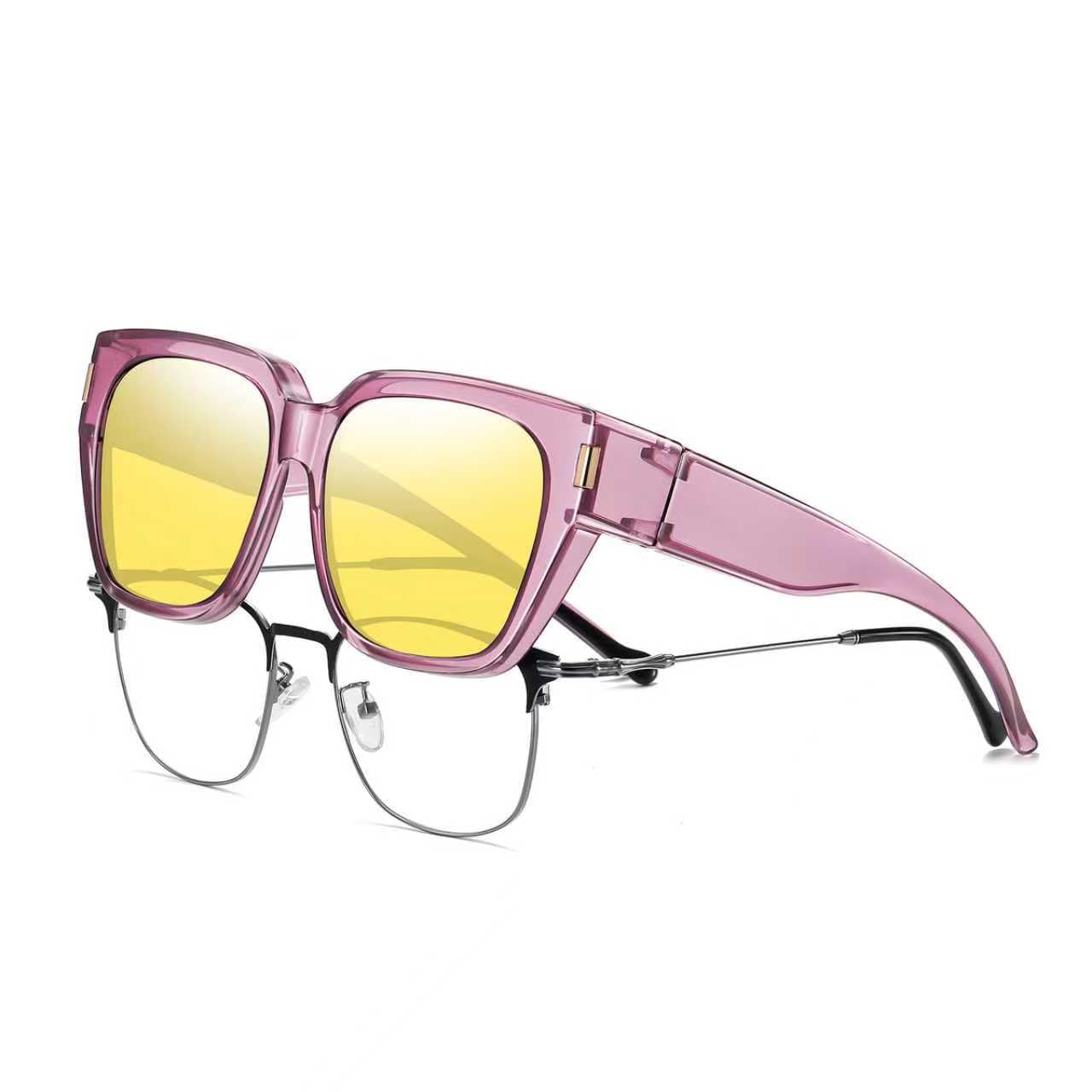 HAOLOTA Square Fit over Night Vision Driving Glasses NV0512