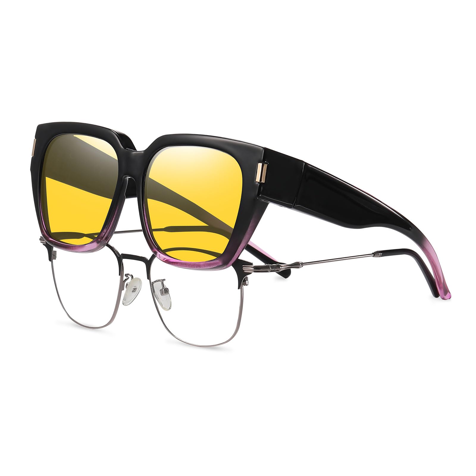 HAOLOTA Square Fit over Night Vision Driving Glasses NV0512
