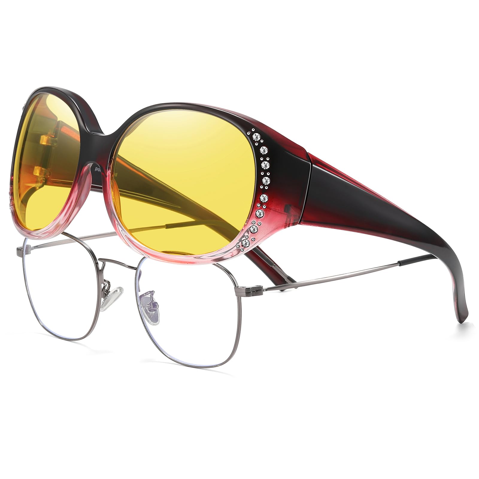 HAOLOTA Rhinestone Night Driving Over Glasses Women NV0108