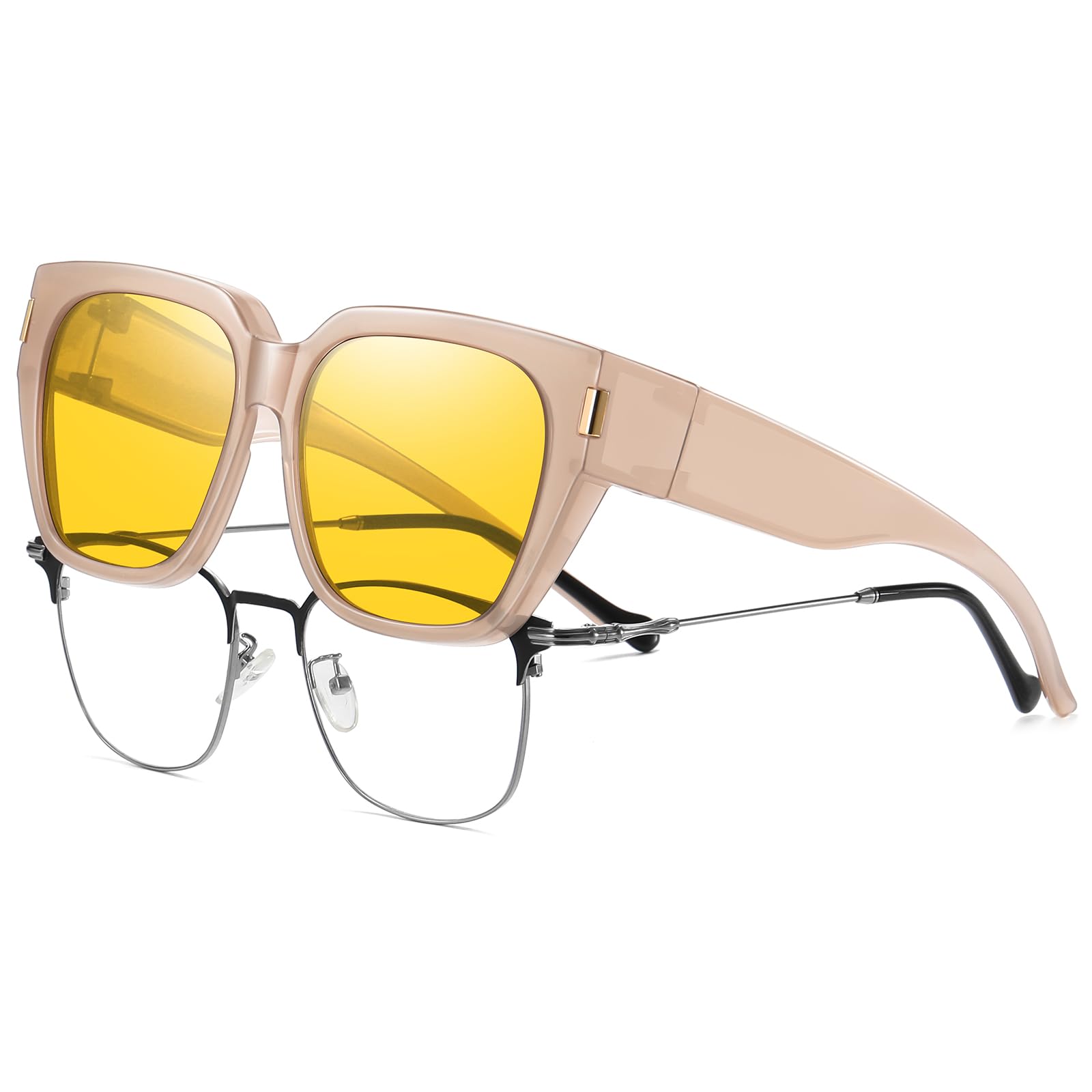 HAOLOTA Square Fit over Night Vision Driving Glasses NV0512