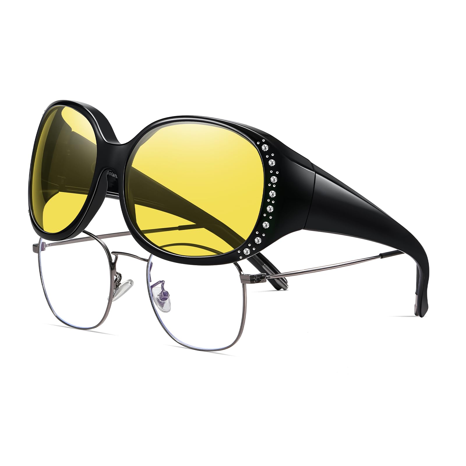 HAOLOTA Rhinestone Night Driving Over Glasses Women NV0108