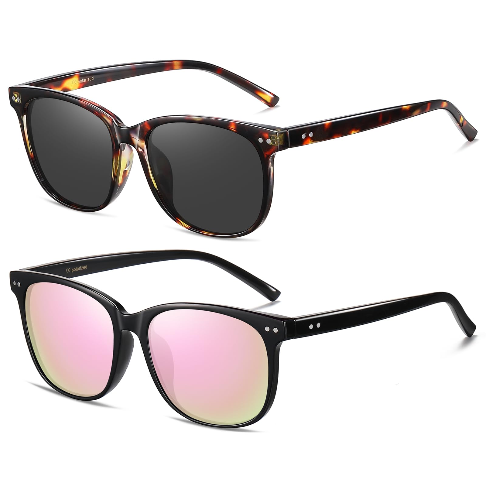 HAOLOTA 2pcs Classic Round Sunglasses Women SG8081-2P