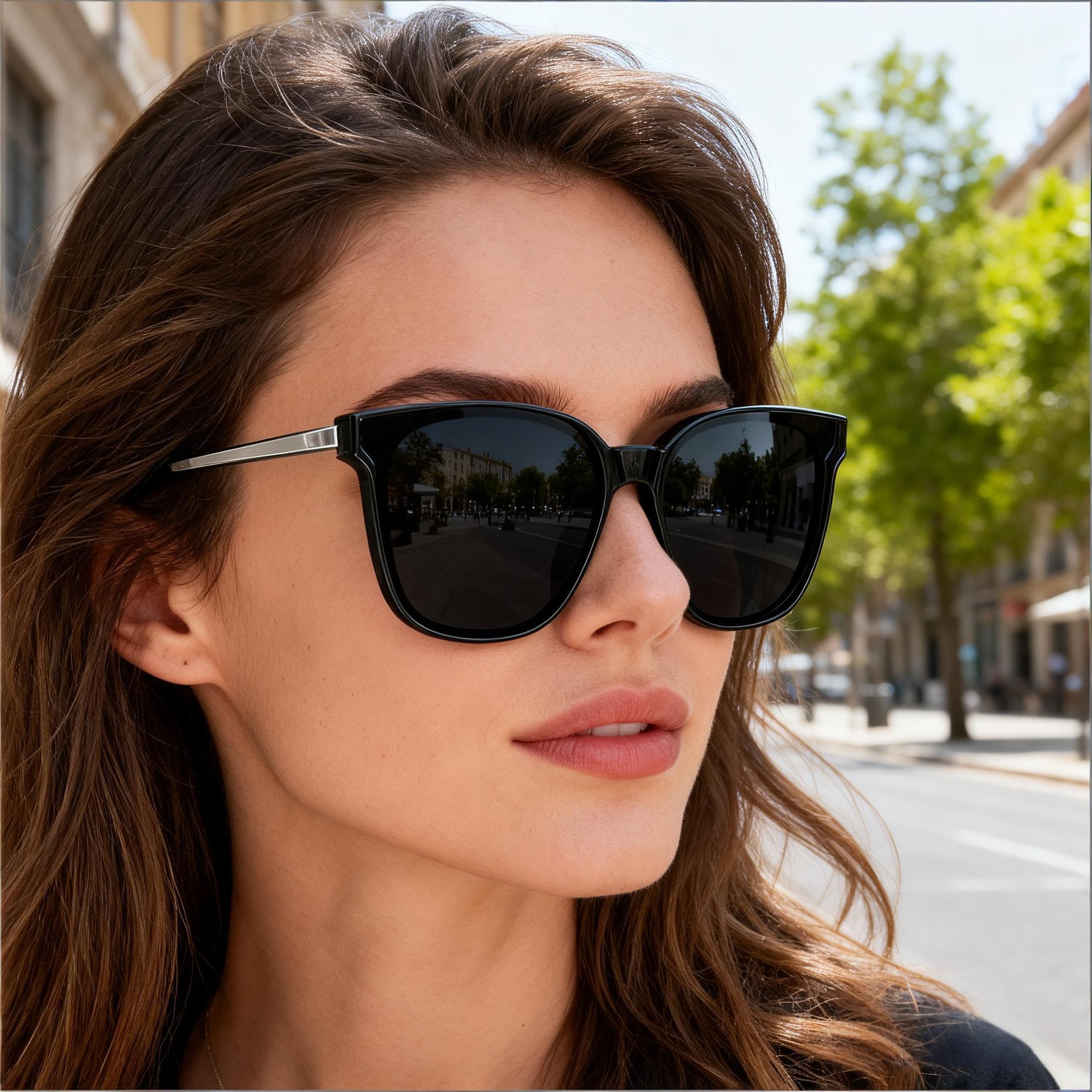 HAOLOTA Metal Frame Cat Eye Sunglasses Women SG1066