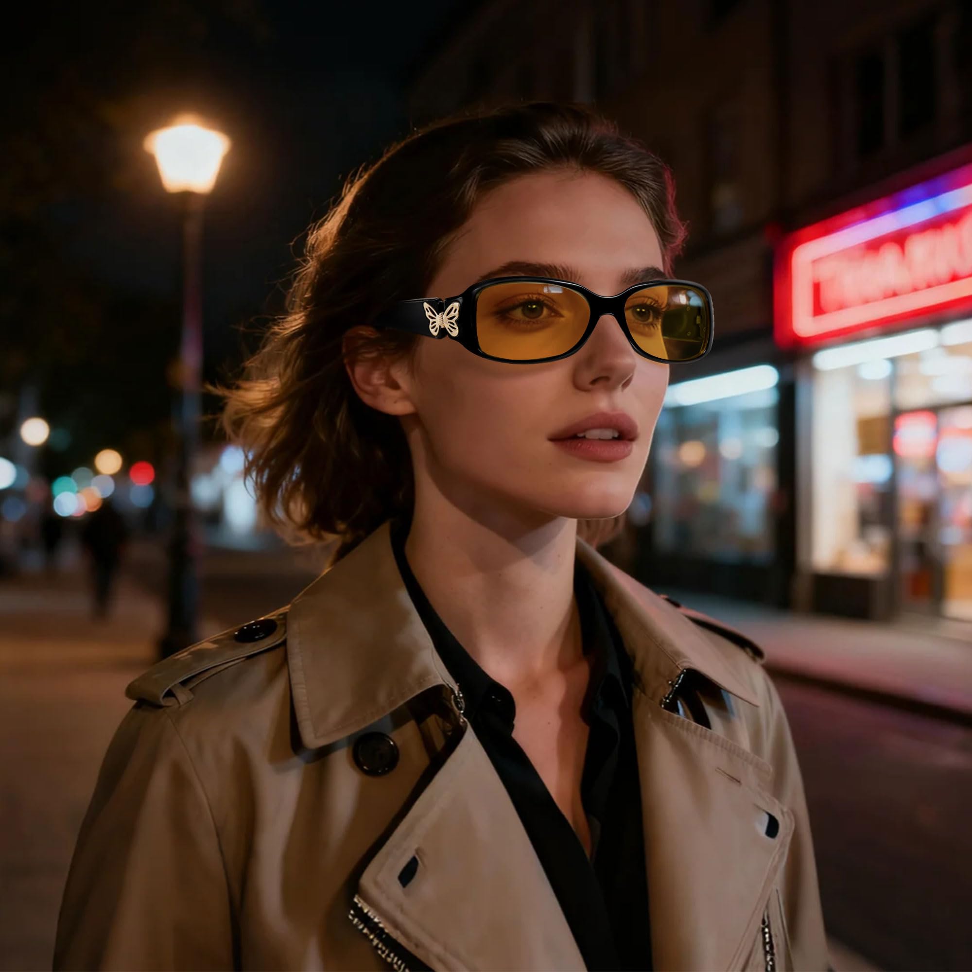 HAOLOTA Butterfly Night Driving Glasses Women NV0012
