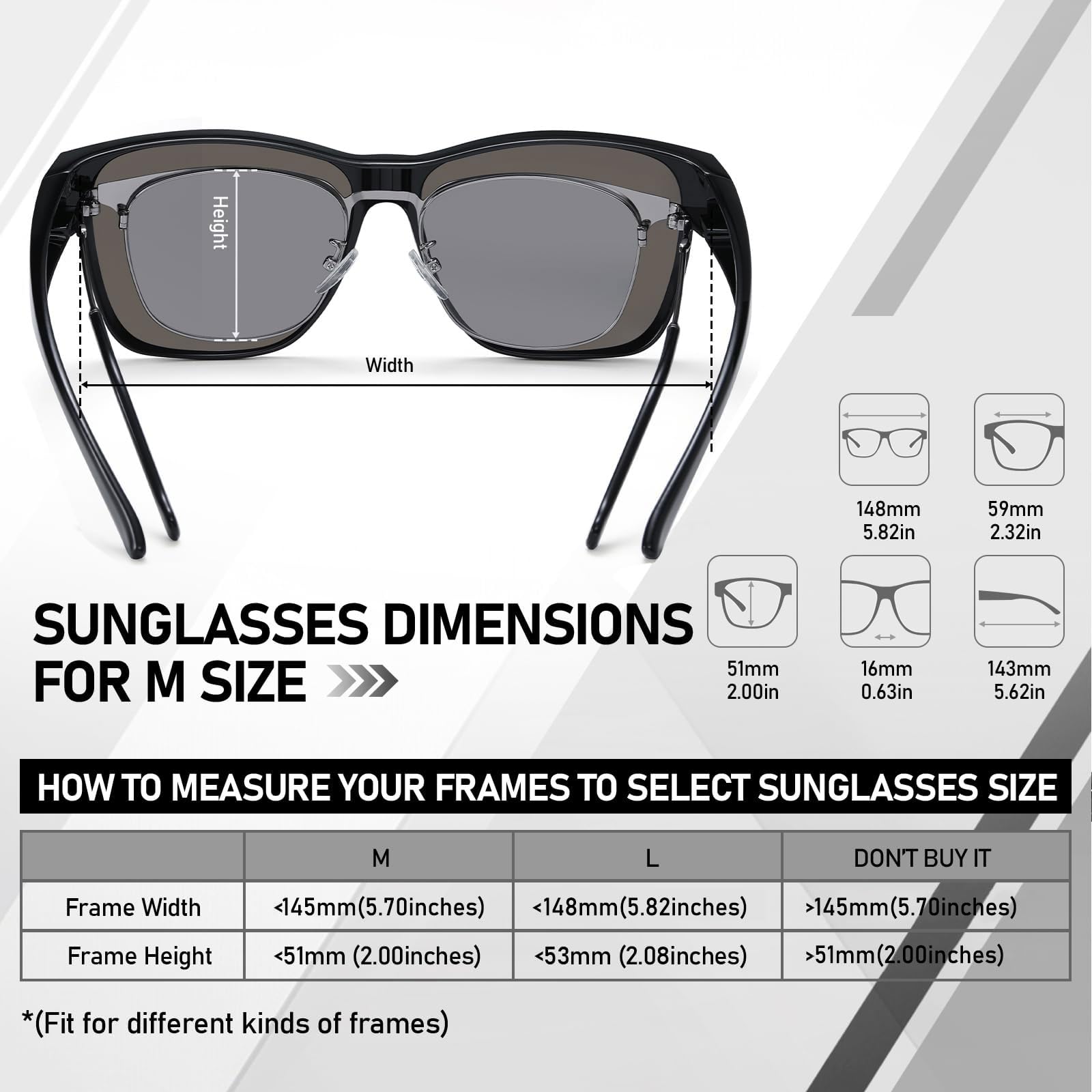 HAOLOTA Square Shades Fit-Over Sunglasses Men SG0174M