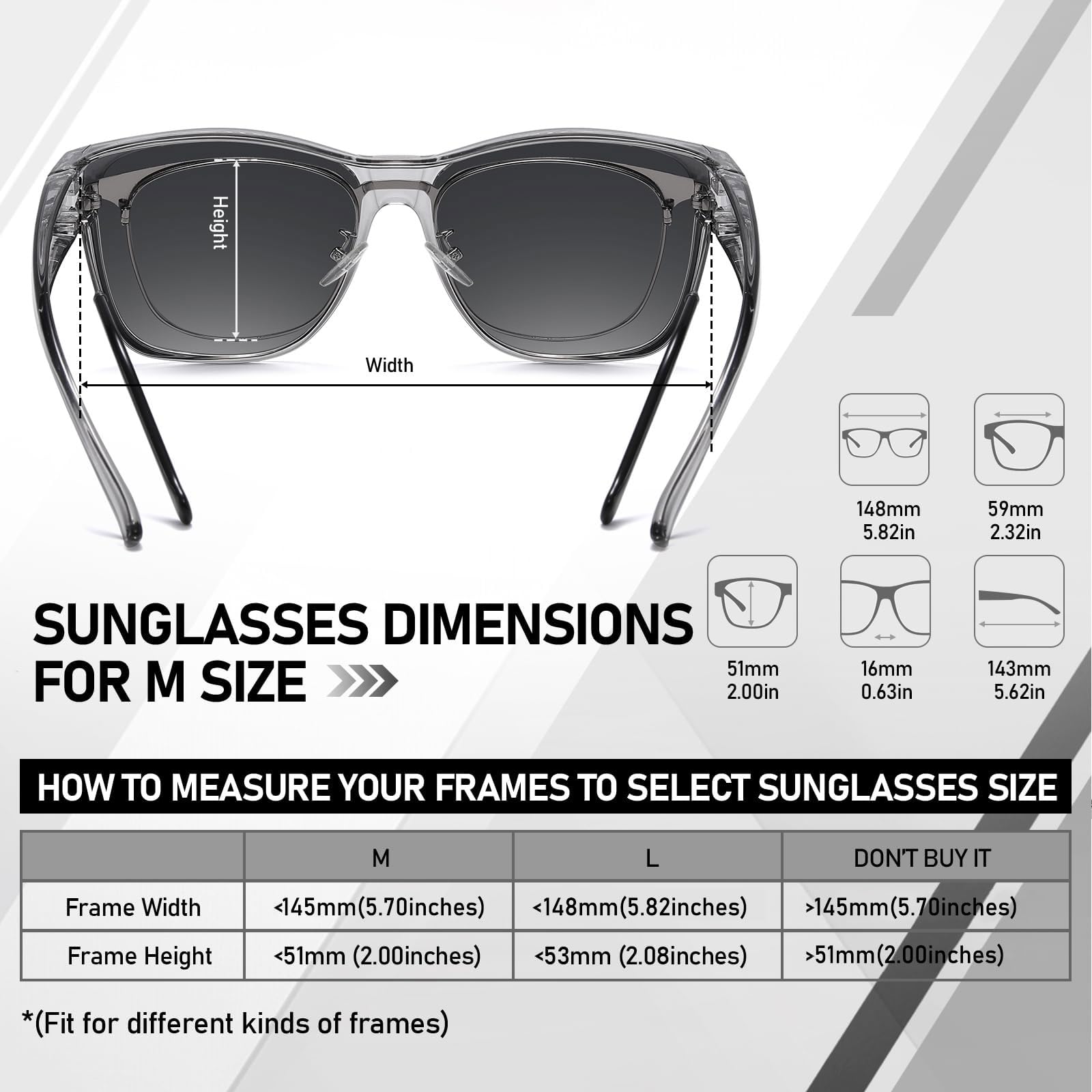 HAOLOTA Square Shades Fit-Over Sunglasses Men SG0174M