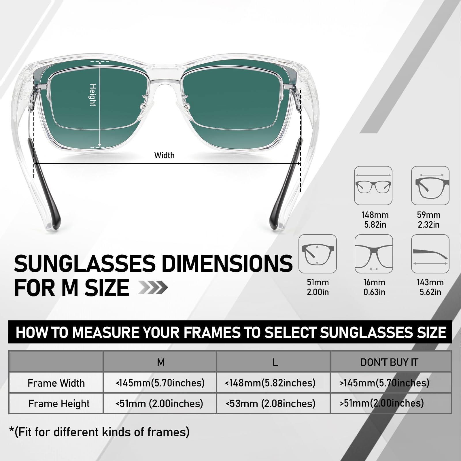 HAOLOTA Square Shades Fit-Over Sunglasses Men SG0174M