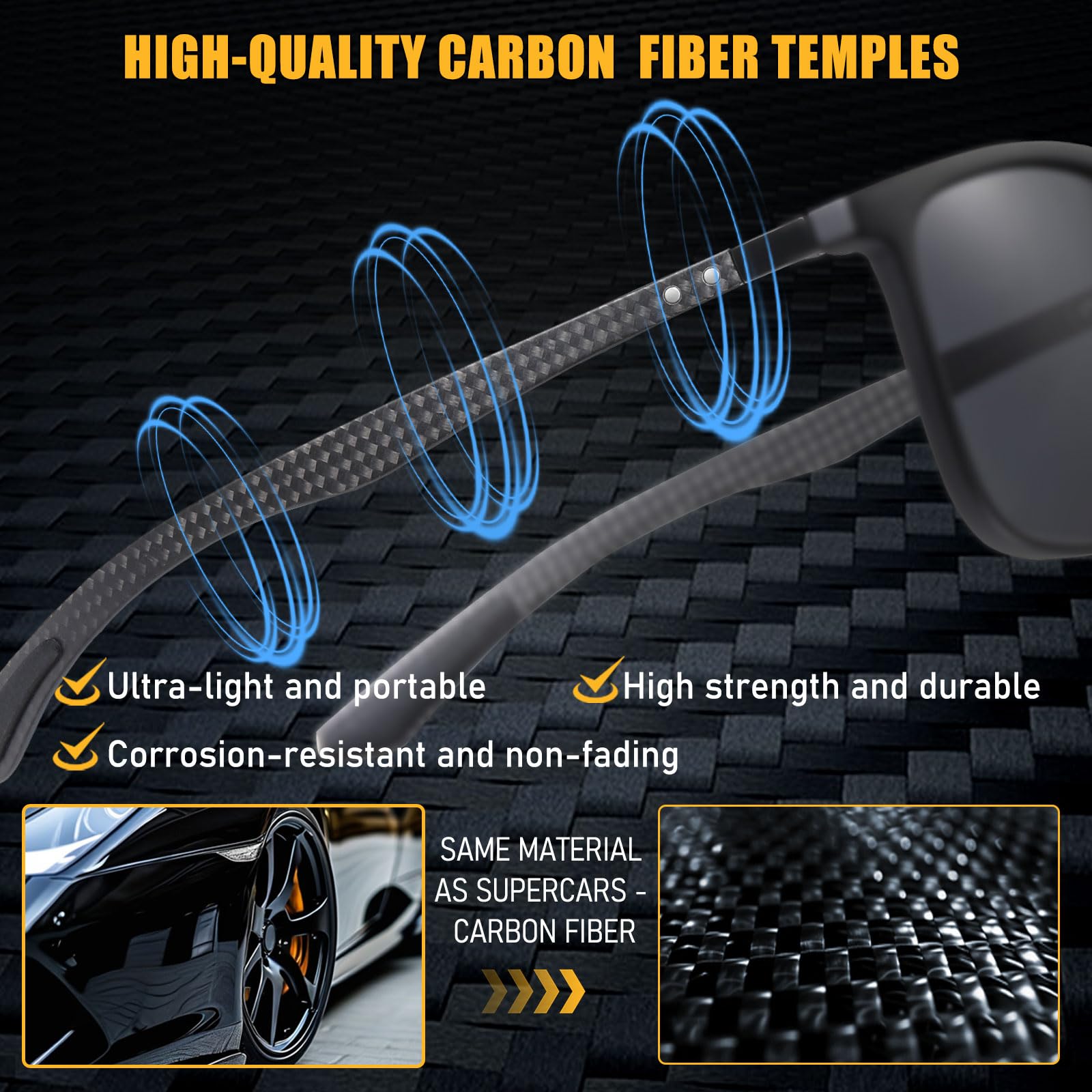 HAOLOTA Ultralight Carbon Fiber Sunglasses Men SG8001