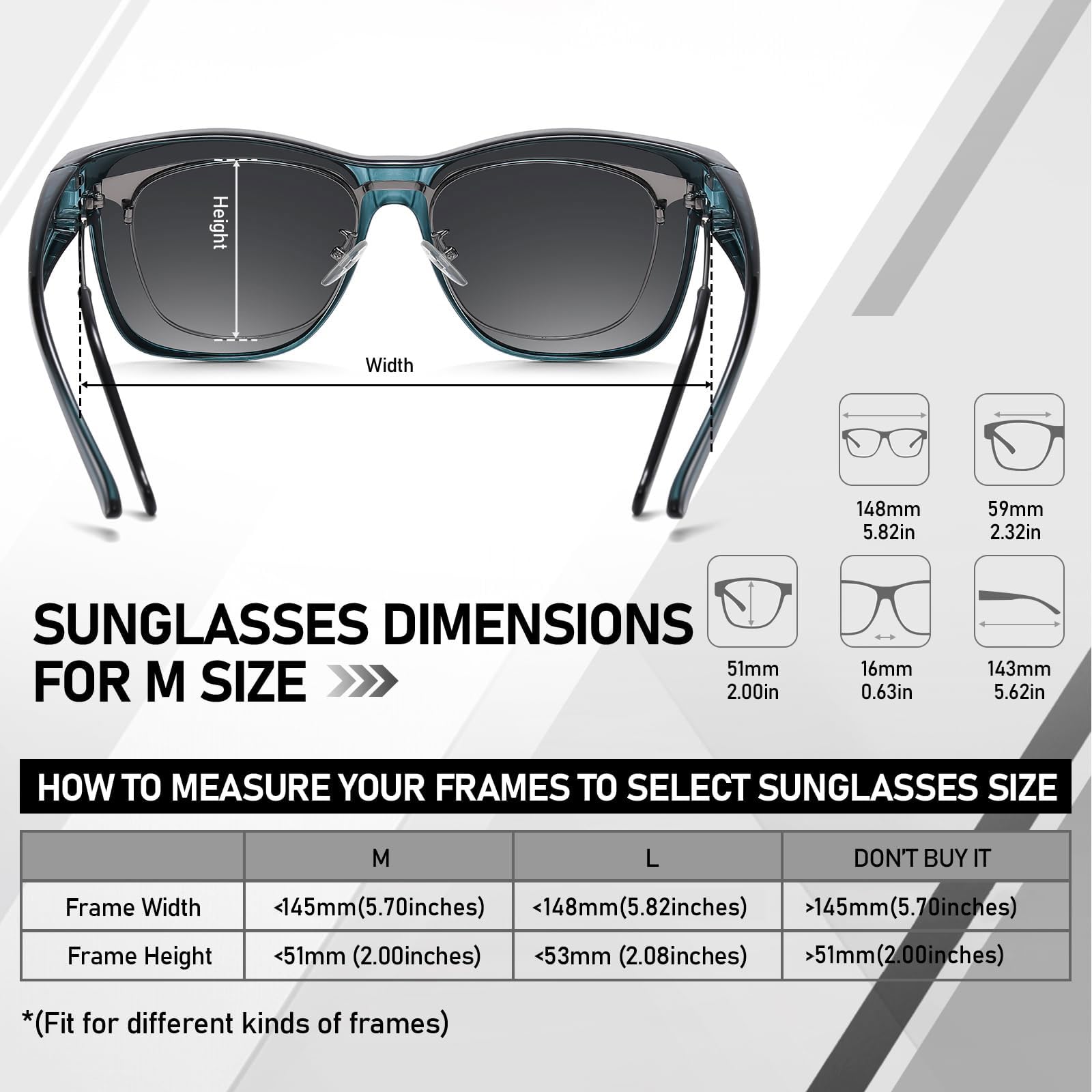 HAOLOTA Square Shades Fit-Over Sunglasses Men SG0174M