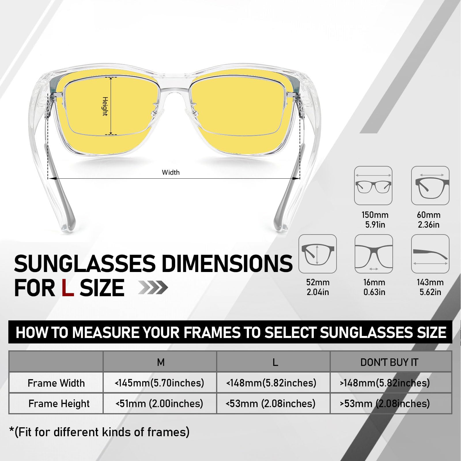 HAOLOTA Square Night Vision Driving Over Glasses NV0174L