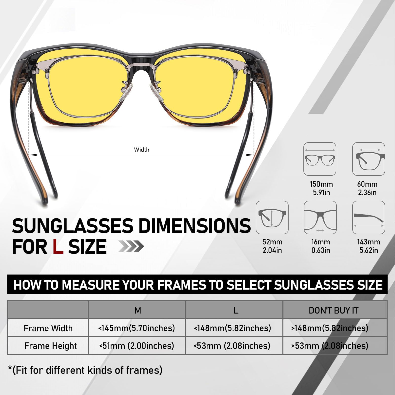 HAOLOTA Square Night Vision Driving Over Glasses NV0174L