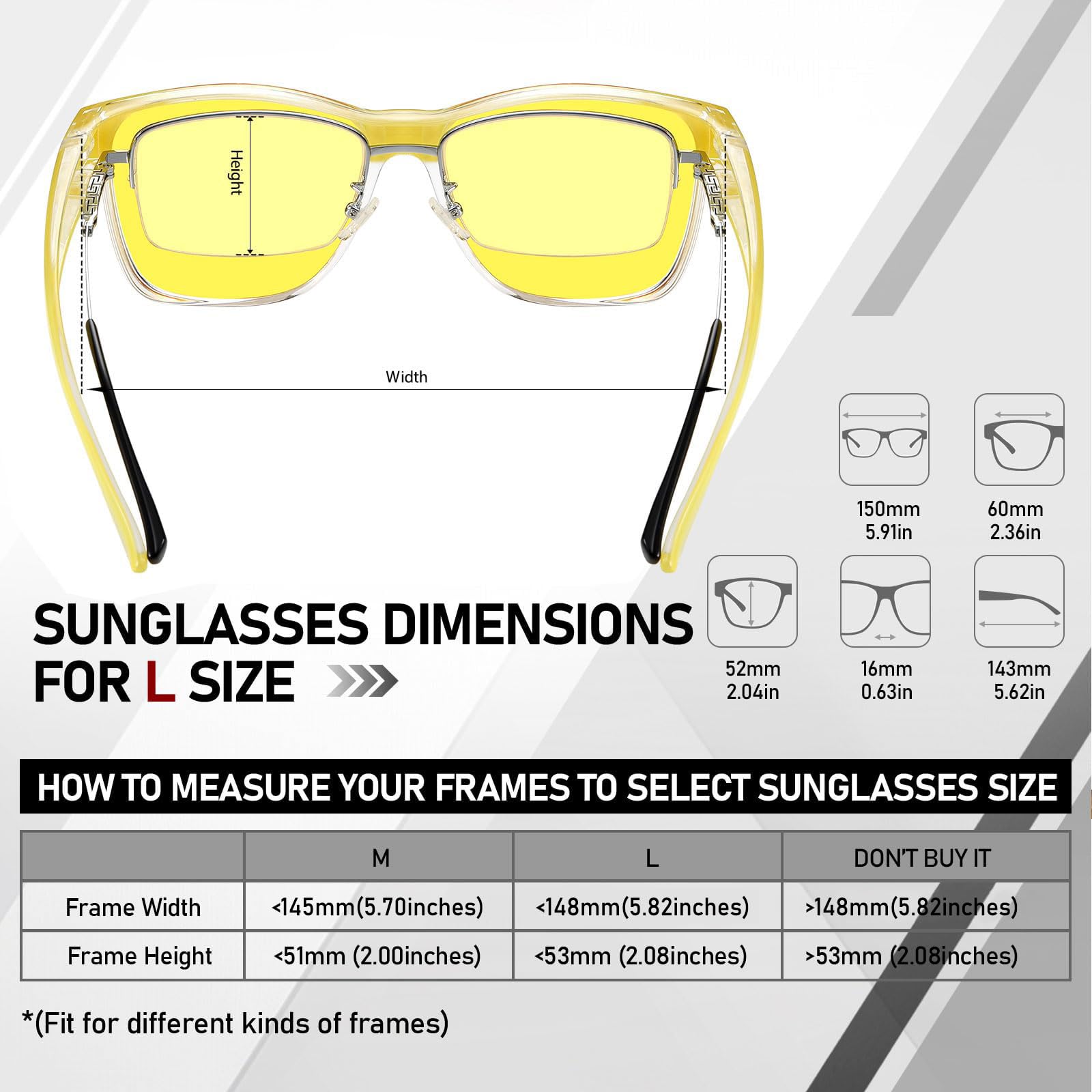 HAOLOTA Square Night Vision Driving Over Glasses NV0174L