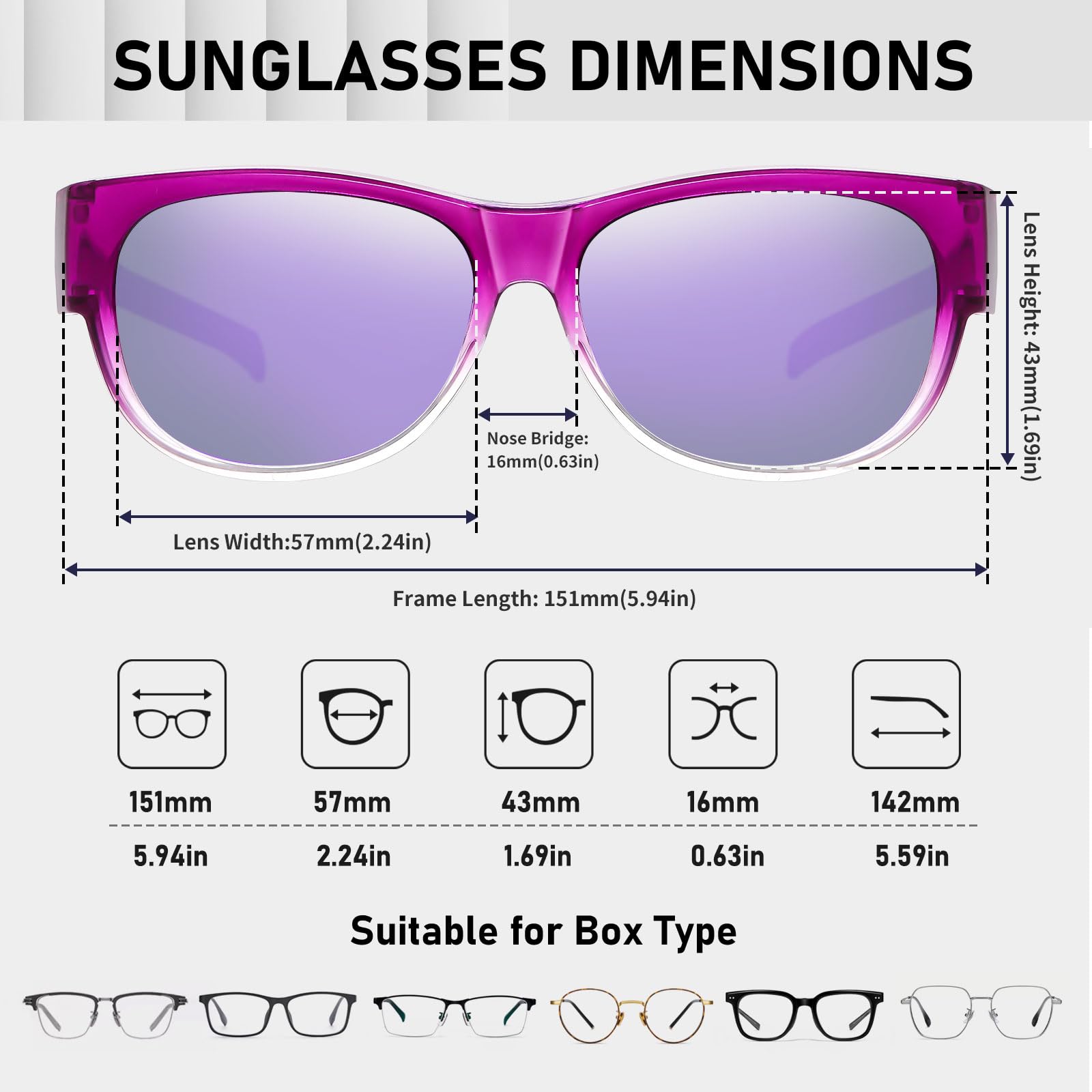 HAOLOTA Cat Eye Sunglasses Over Glasses Women SG0173