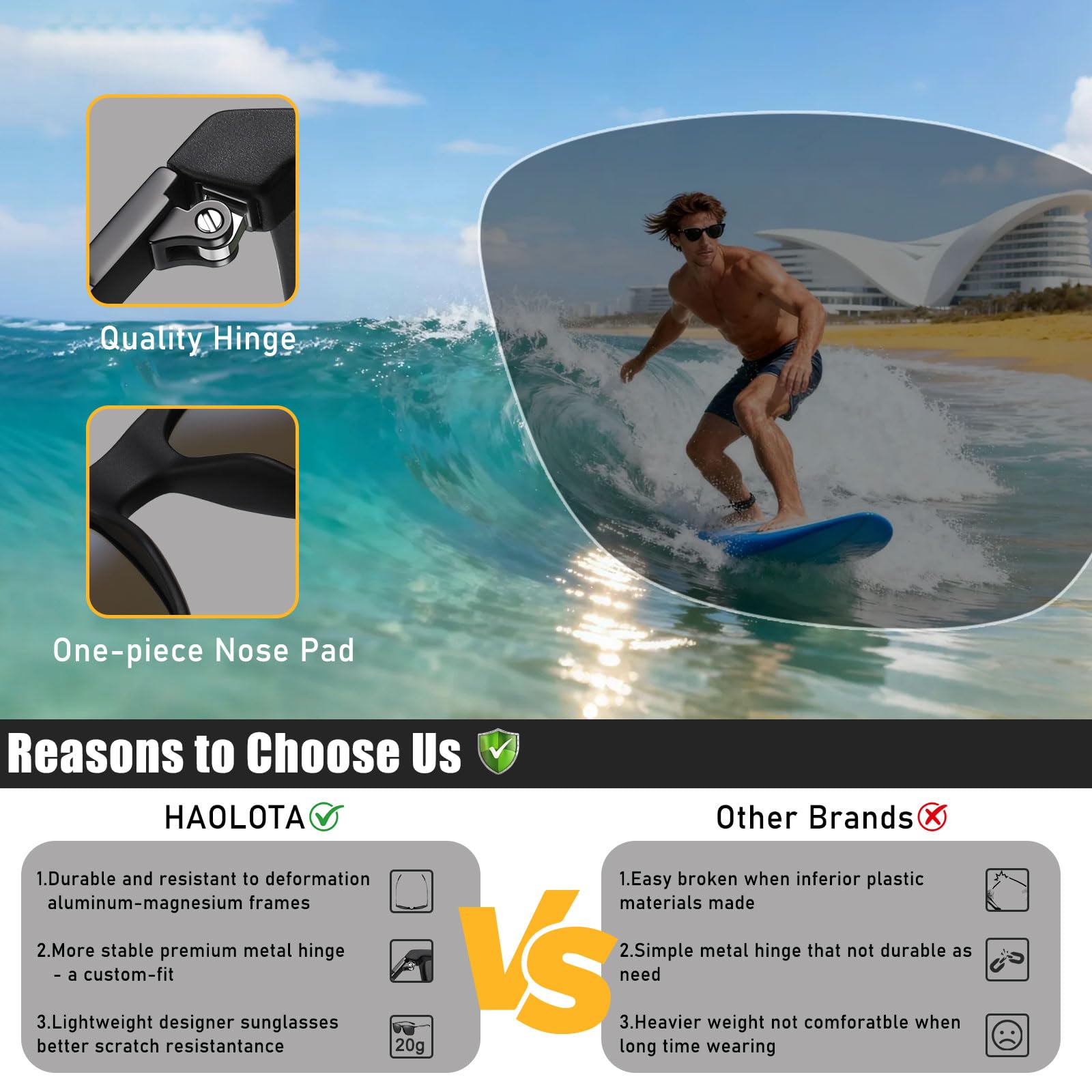 HAOLOTA Ultralight Carbon Fiber Sunglasses Men SG8001