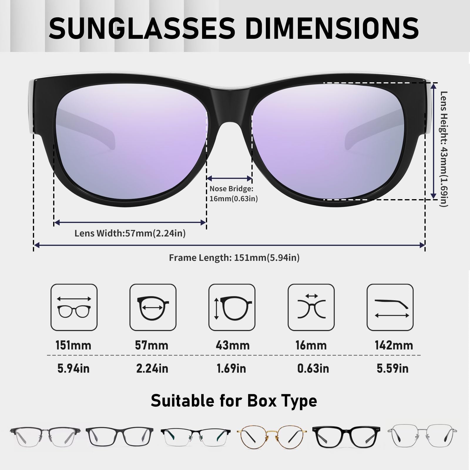 HAOLOTA Cat Eye Sunglasses Over Glasses Women SG0173