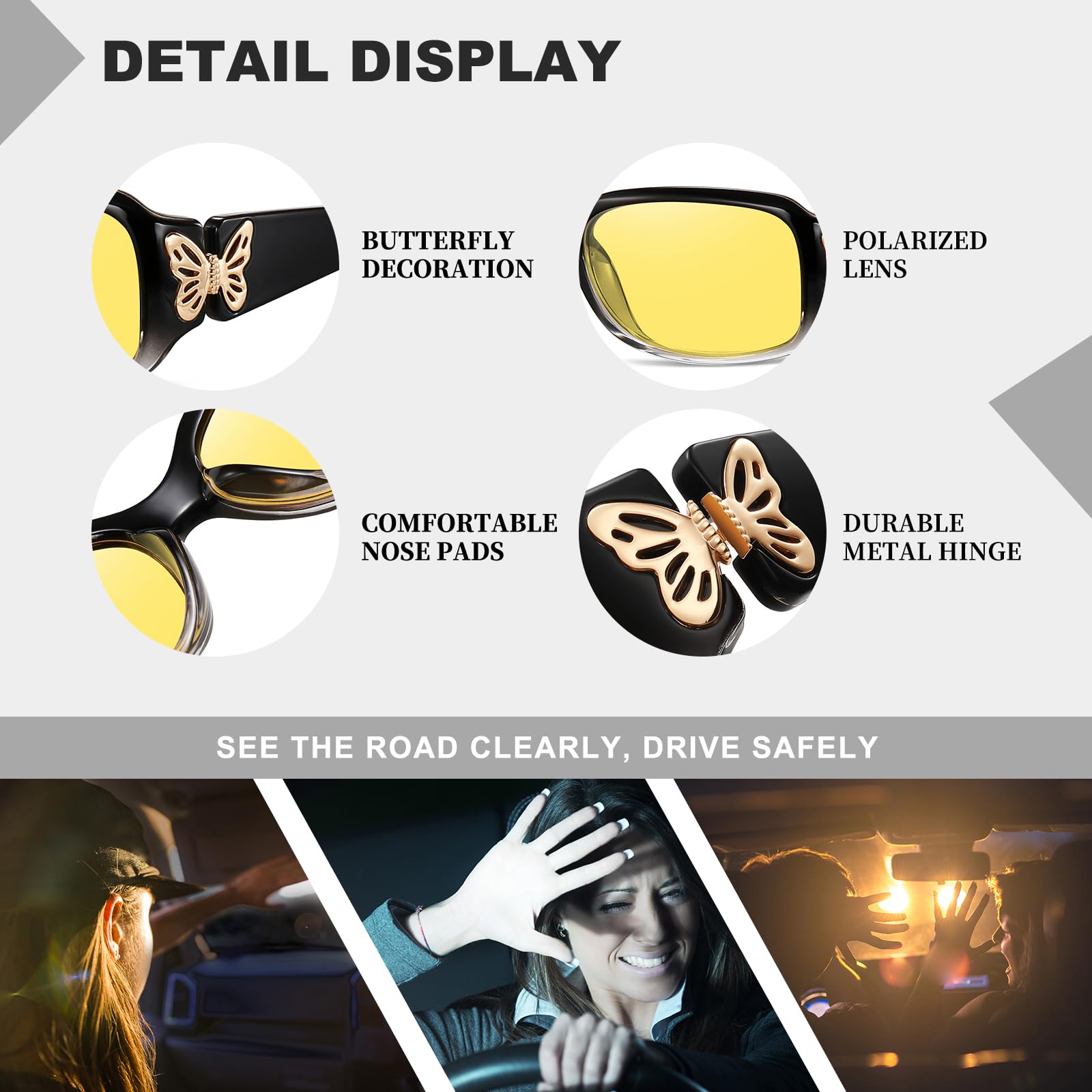 HAOLOTA Butterfly Night Driving Glasses Women NV0012