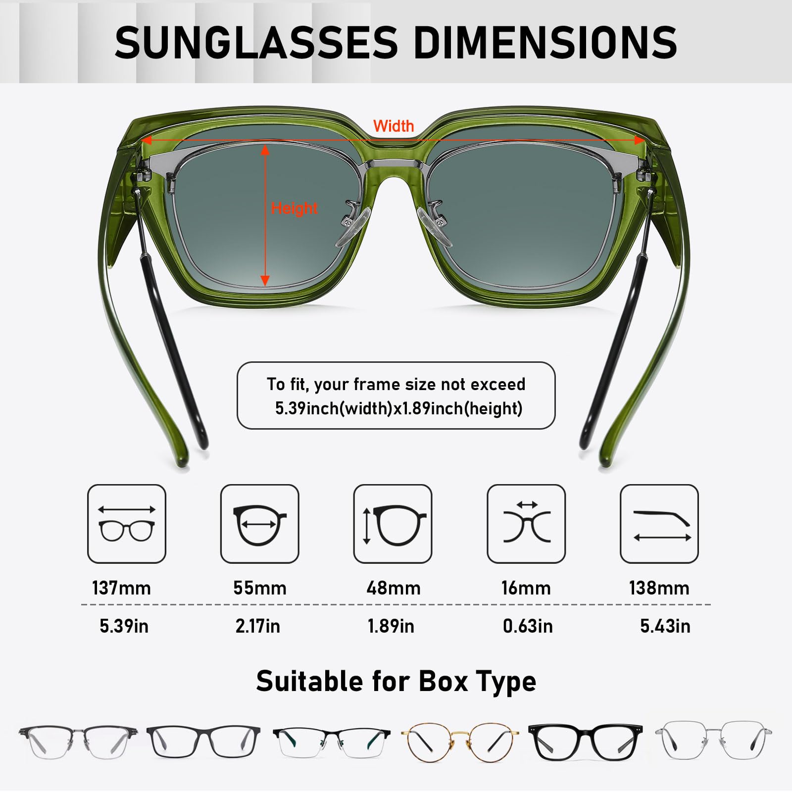 HAOLOTA Square Shapes Fit-Over Sunglasses SG0512
