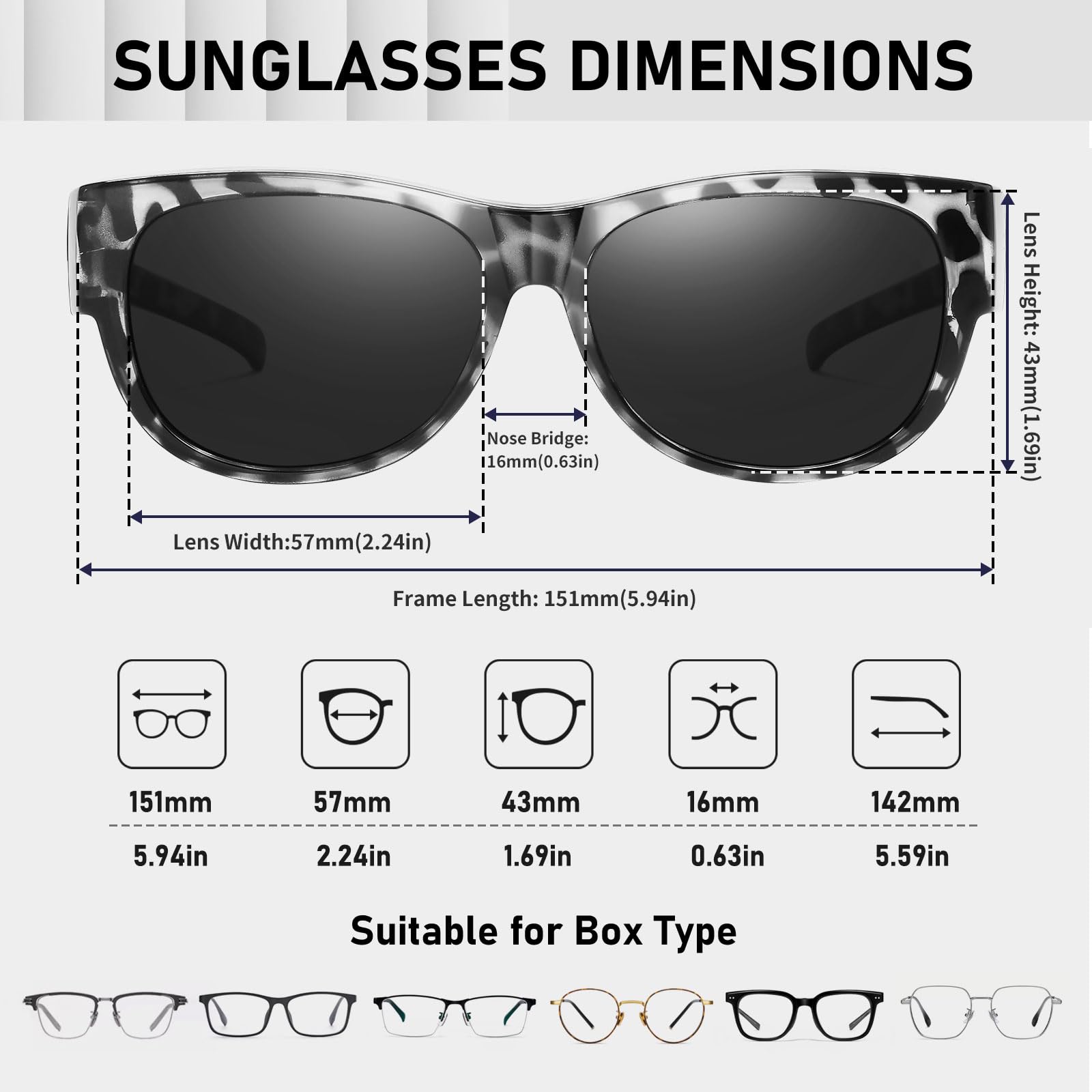 HAOLOTA Cat Eye Sunglasses Over Glasses Women SG0173