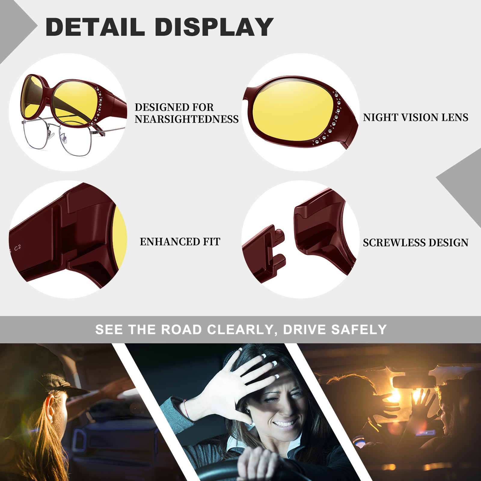 HAOLOTA Rhinestone Night Driving Over Glasses Women NV0108