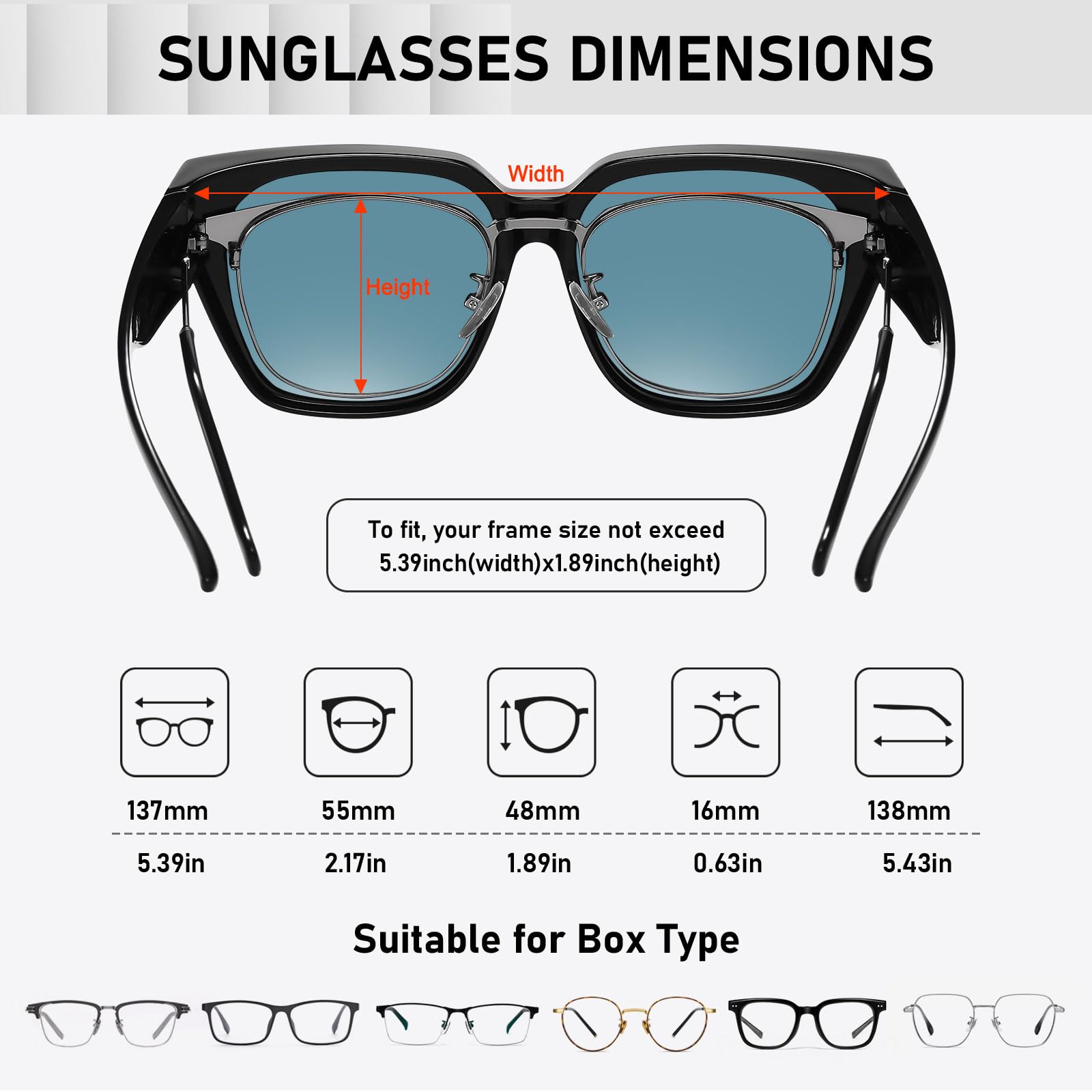 HAOLOTA Square Shapes Fit-Over Sunglasses SG0512