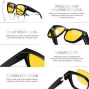 HAOLOTA Square Fit over Night Vision Driving Glasses NV0512