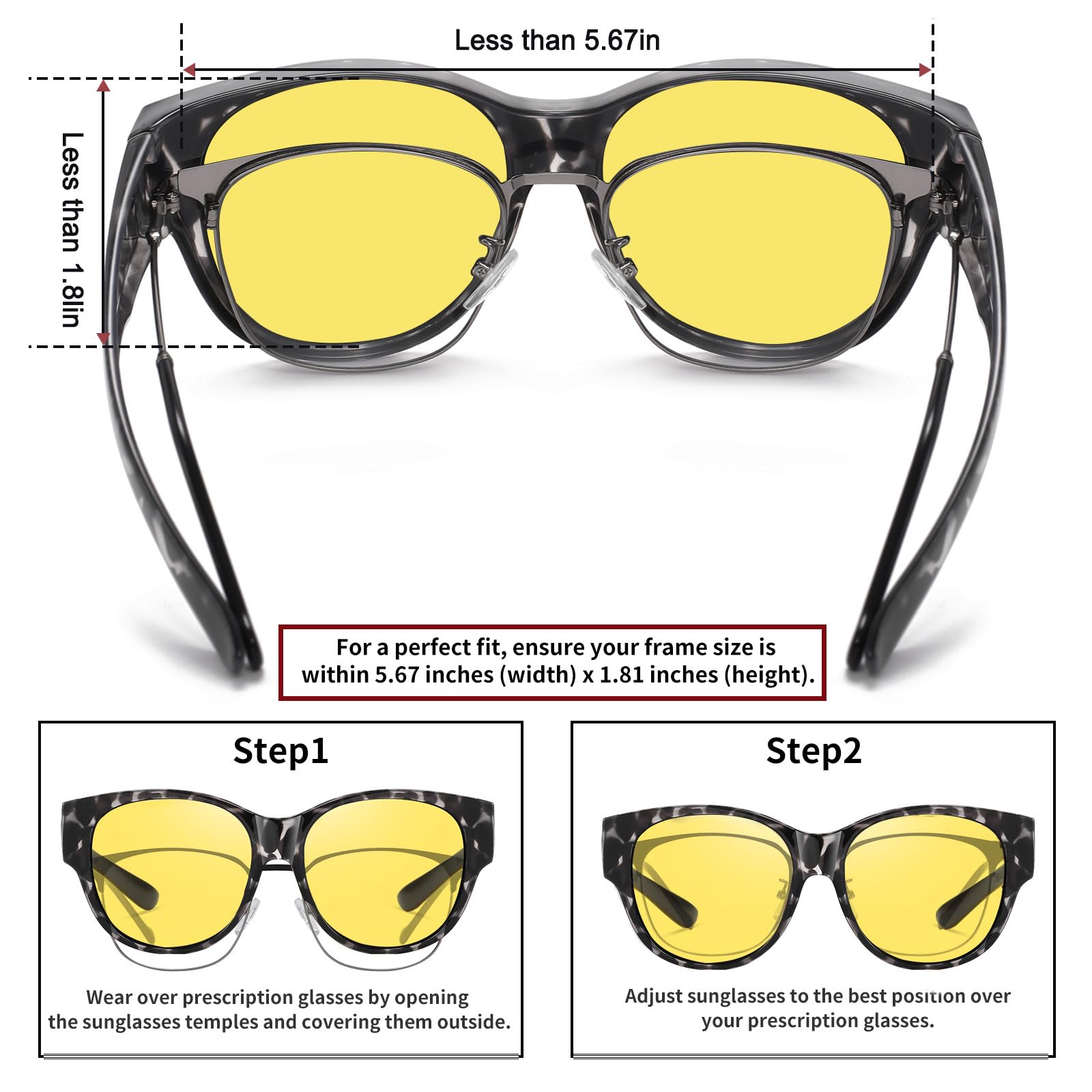 HAOLOTA Night Driving Glasses Over Glasses Women NV0179