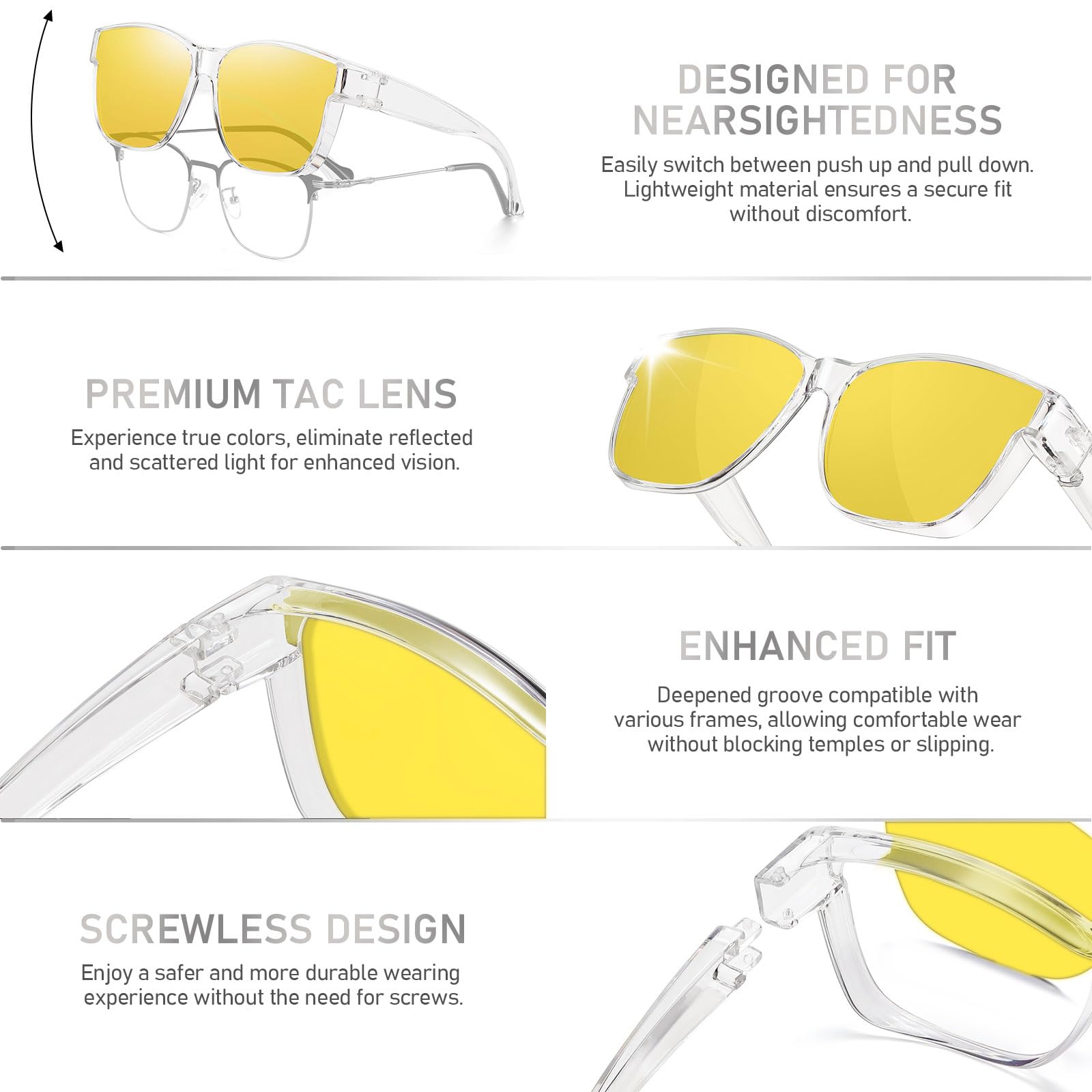 HAOLOTA Square Night Vision Driving Over Glasses NV0174L