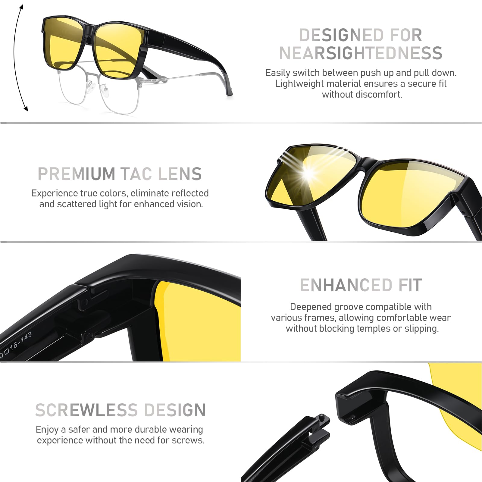 HAOLOTA Square Night Vision Driving Over Glasses NV0174L