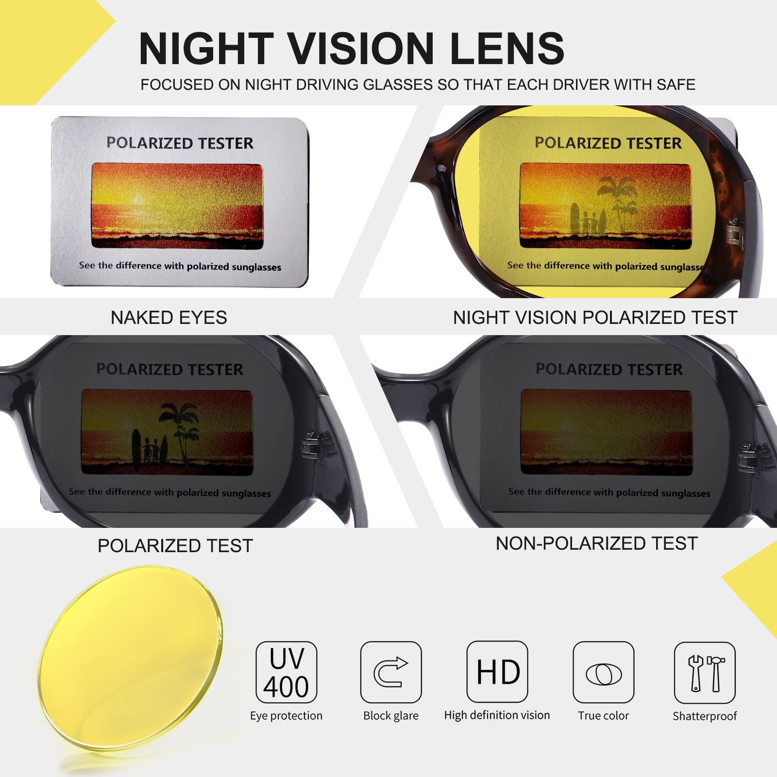 HAOLOTA Rhinestone Night Driving Glasses Women NV0008