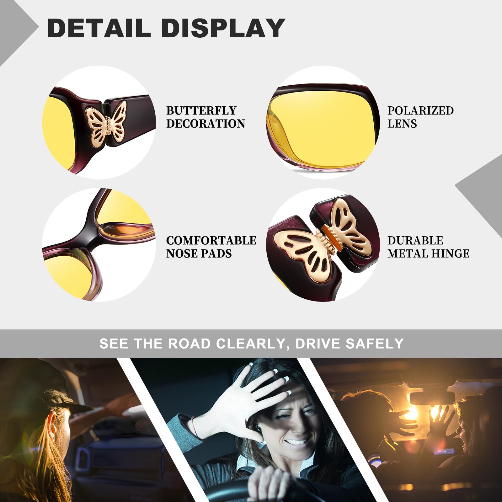 HAOLOTA Butterfly Night Driving Glasses Women NV0012