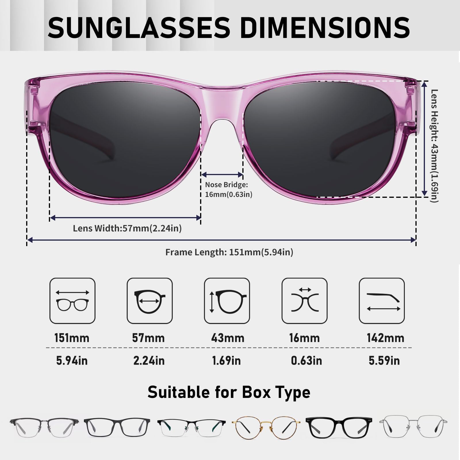 HAOLOTA Cat Eye Sunglasses Over Glasses Women SG0173