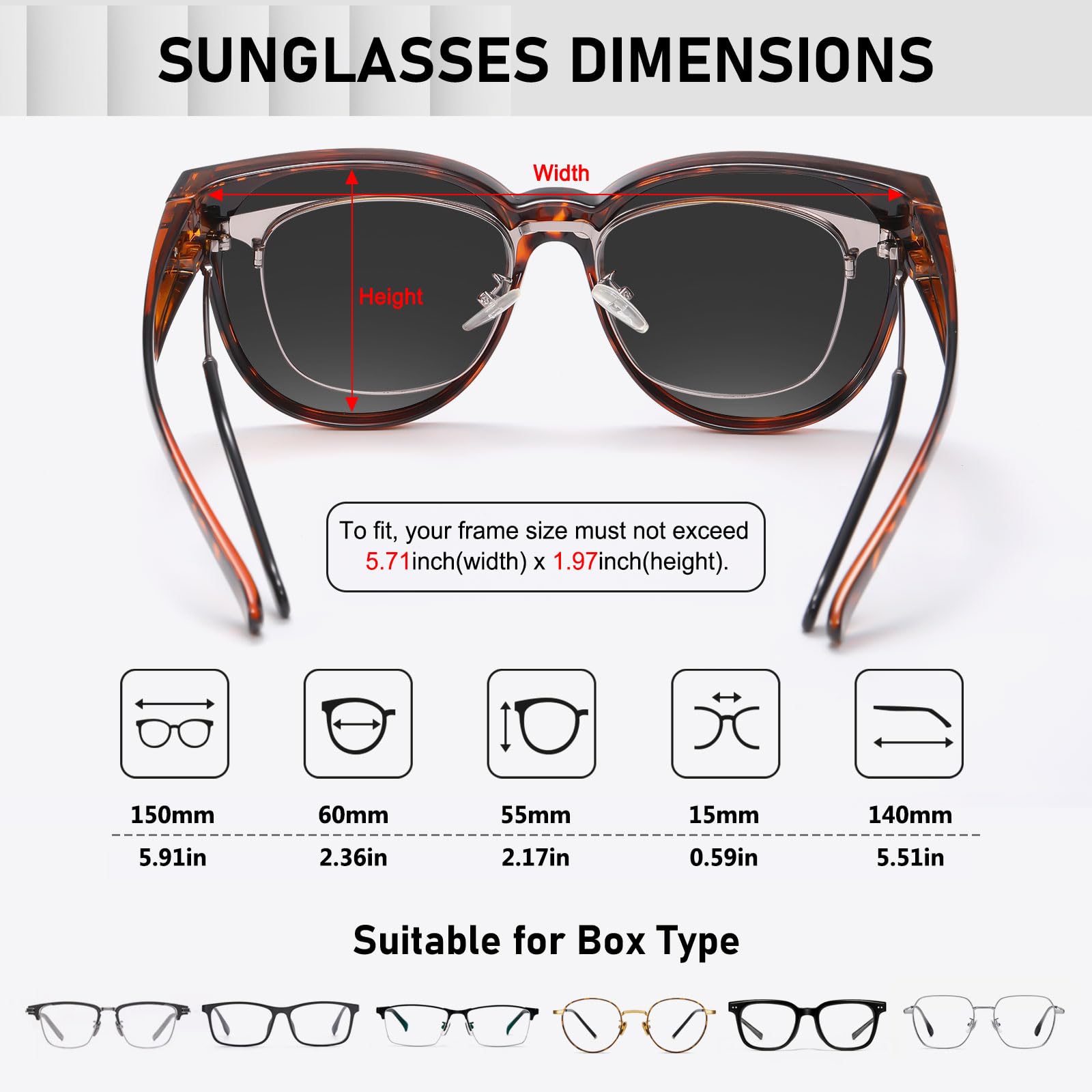 HAOLOTA Cat Eye Sunglasses Over Glasses Women SG0189