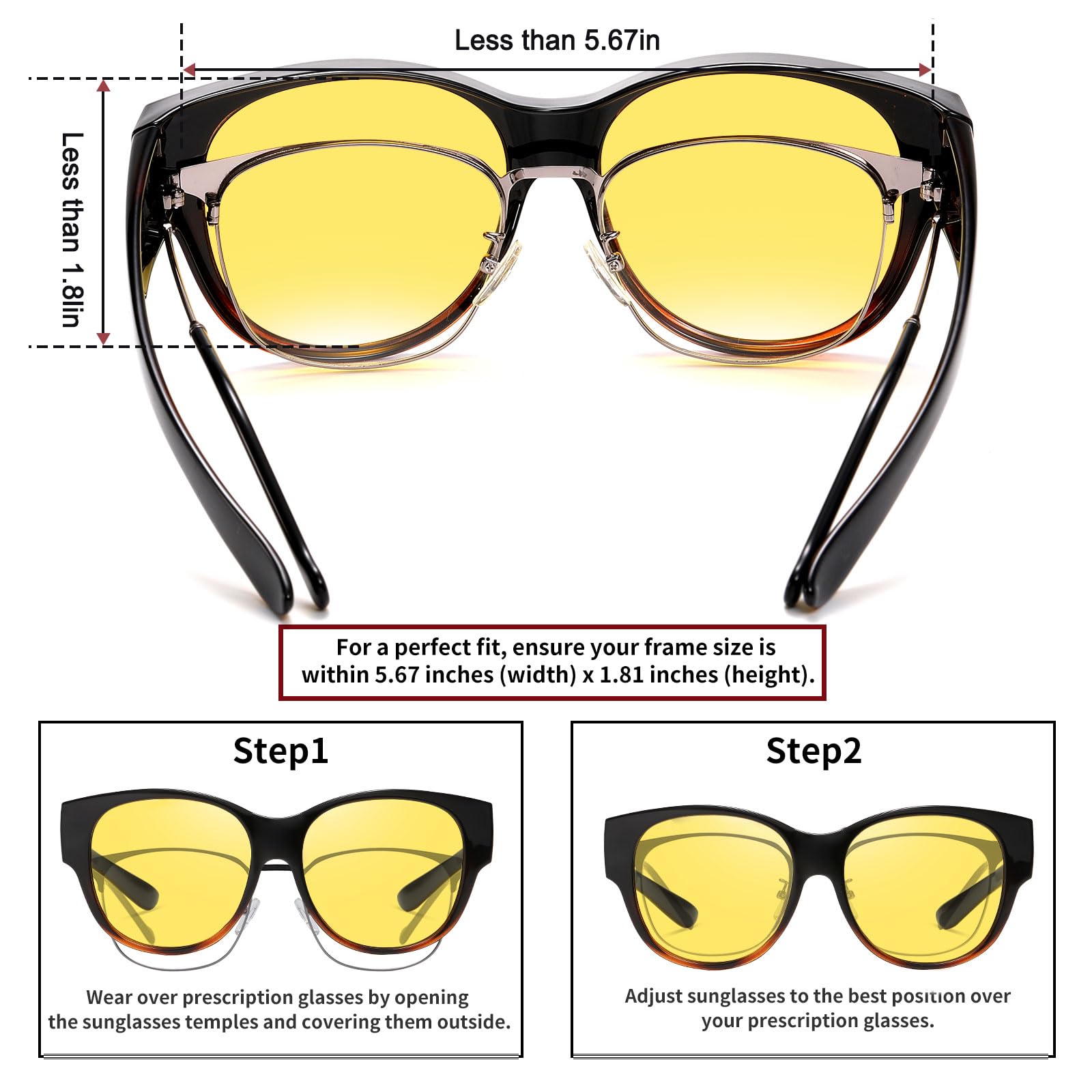 HAOLOTA Night Driving Glasses Over Glasses Women NV0179