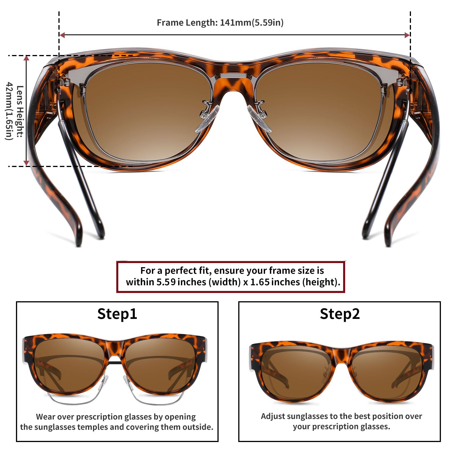 HAOLOTA Cat Eye Sunglasses Over Glasses Women SG0173