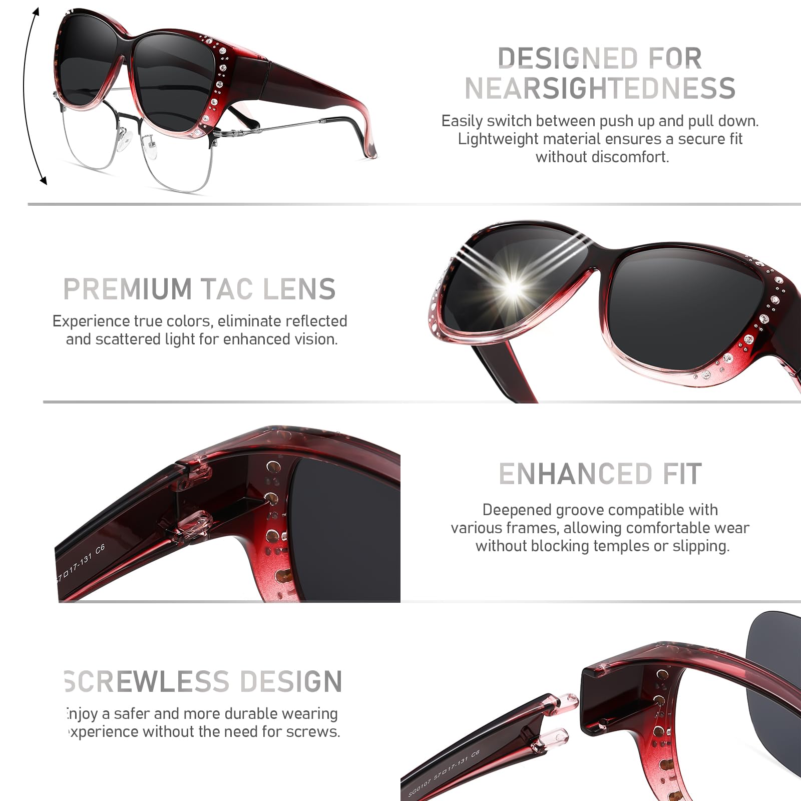 HAOLOTA Rhinestone Fit Over Sunglasses Women SG0107