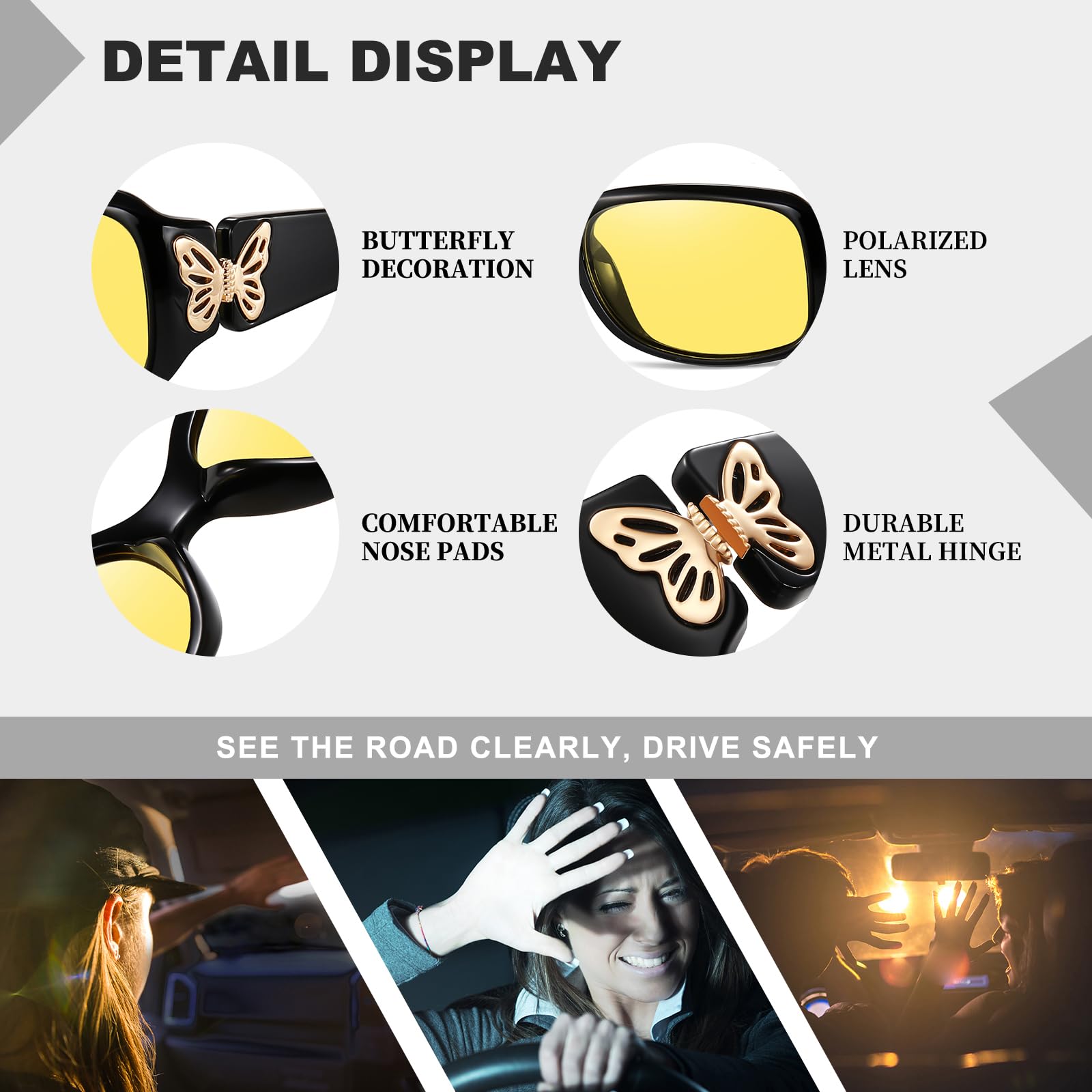 HAOLOTA Butterfly Night Driving Glasses Women NV0012